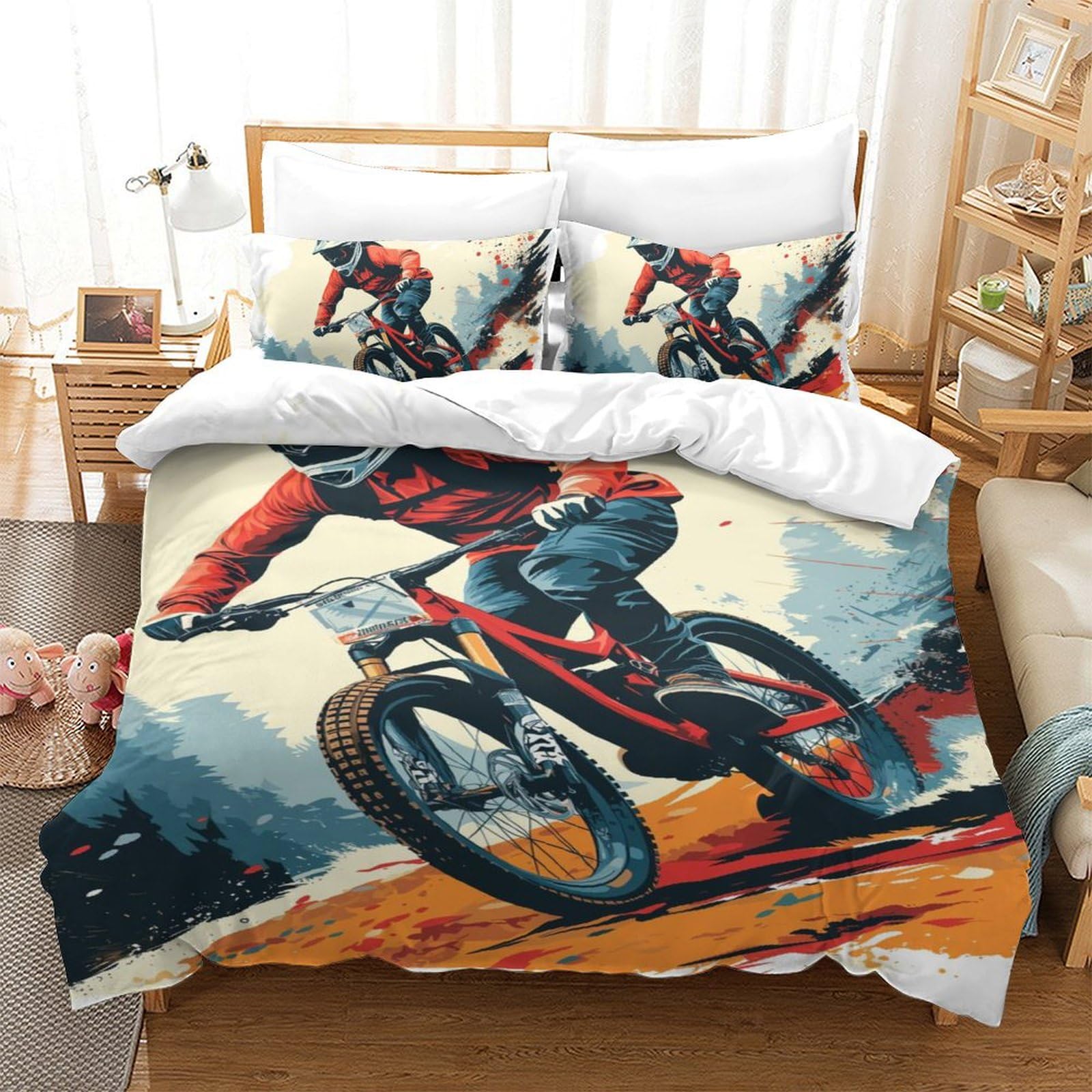 Parure de lit enfant vélo 3D 3 pièces pour décorer une chambre d'adolescent active