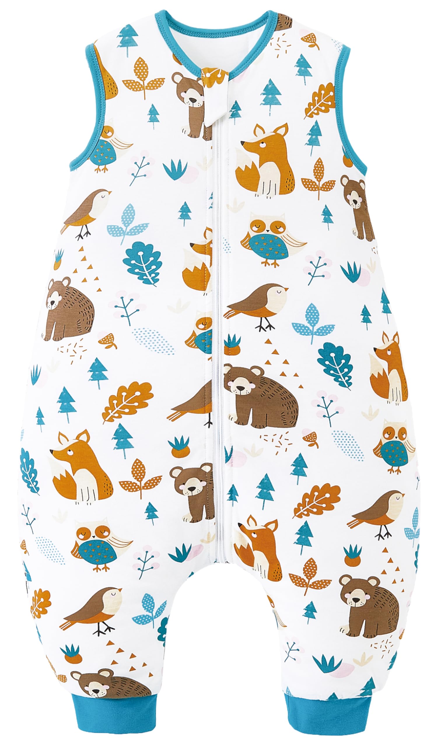 Chilsuessy Baby Schlafsack mit Füße 2.5 Tog Ganzjahres Schlafsack (CPC-Zertifizierung) Baby Schlafsäcke Babyschlafsack mit Beinen für Säugling Kinder, Wald Tiere, 90cm/Baby Höhe 100-110cm