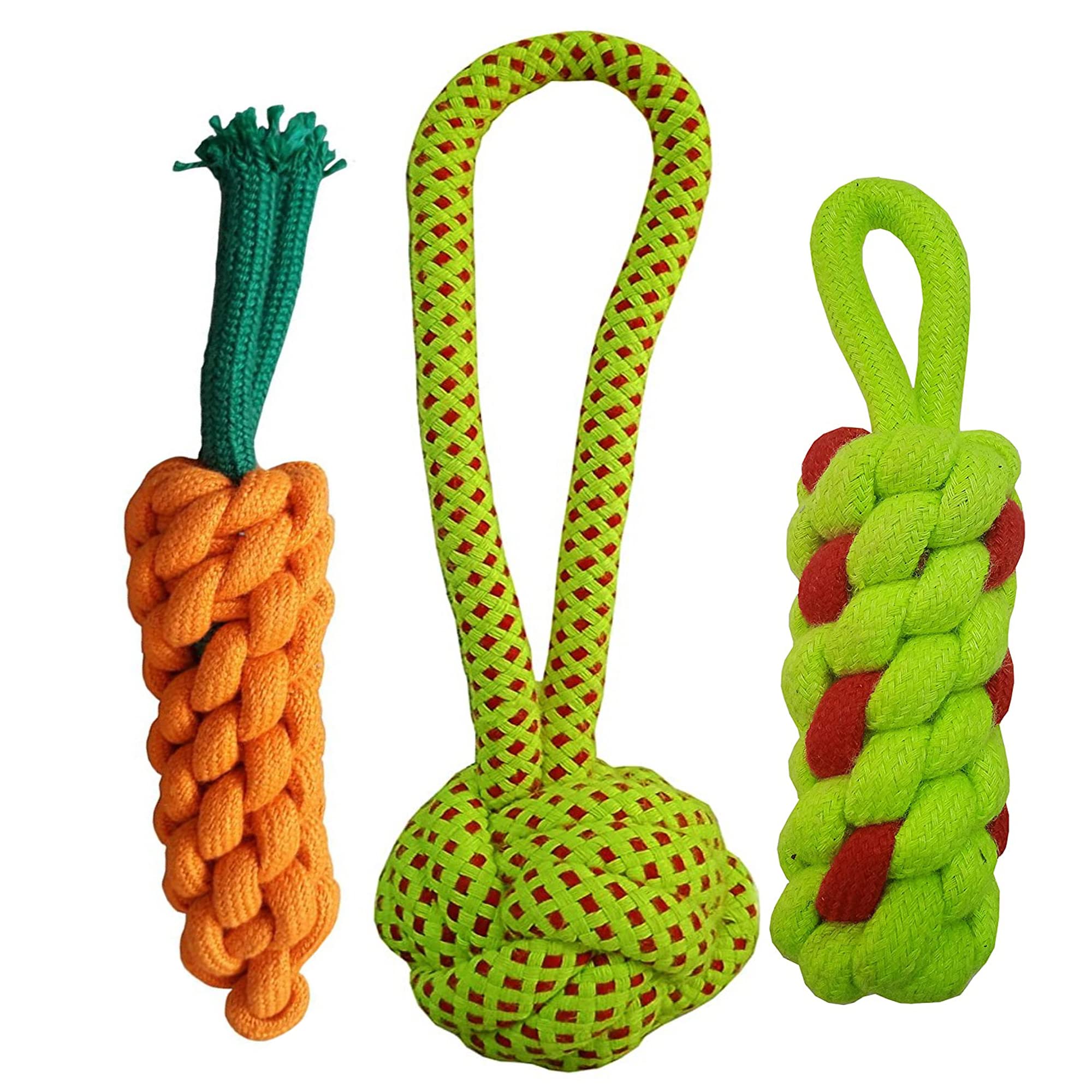 Pet Needs Combo of 3 Durable Pet Teeth Cleaning Chewing Biting Knotted Small Puppy Toy-Green Multi Color (B08KW7L5F7) Amazon Price History, Amazon Price Tracker