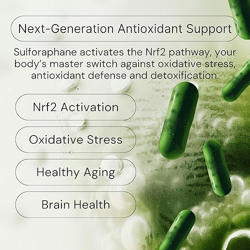 Miniatura 2 de Suplemento de sulforafano estabilizado puro de 10 mg de extracto de brote de brócoli, desintoxicación celular, apoyo para la salud del hígado y el