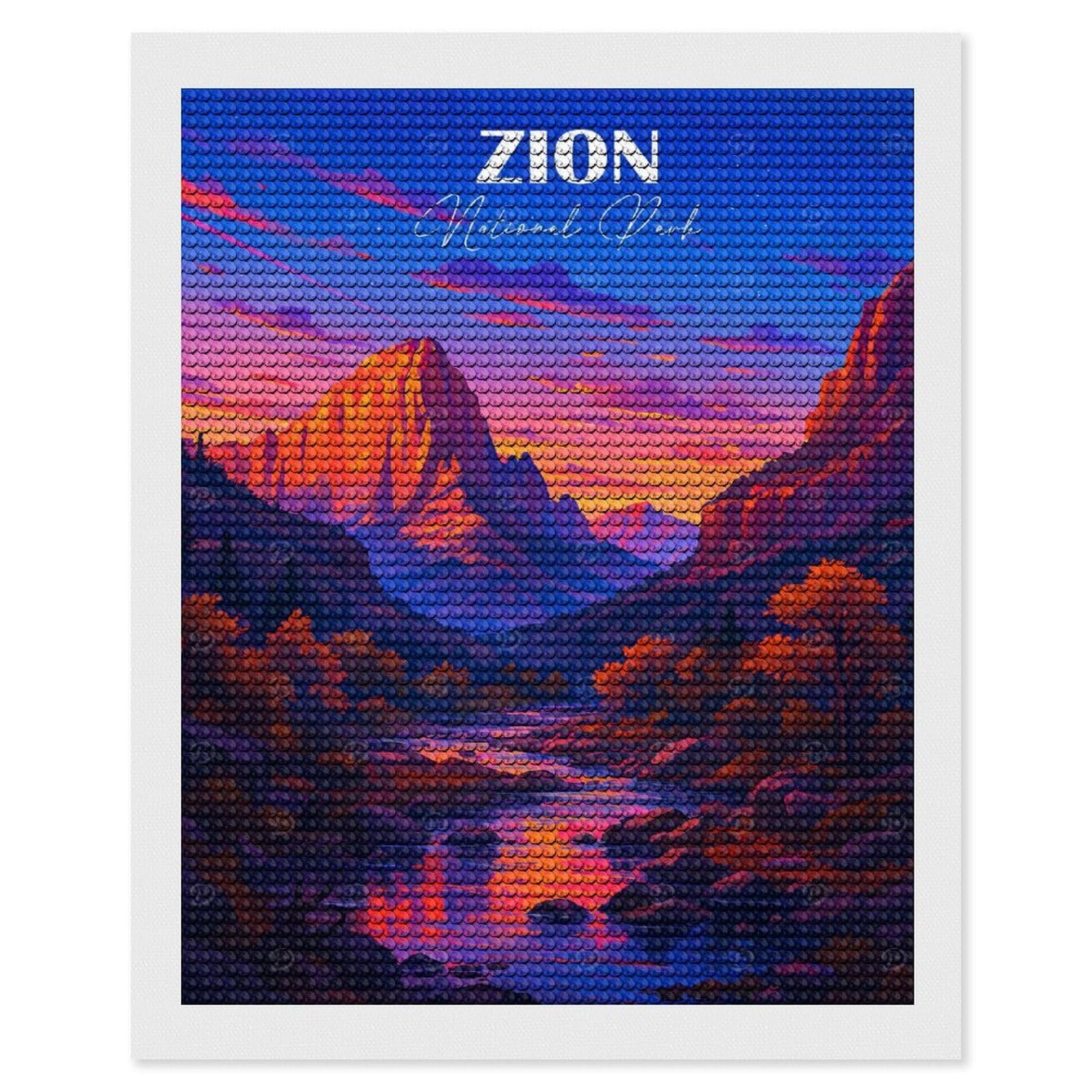 Junmoney Majestic Zion National Park Diamond Art Kit 16"x20", Relaxing DIY Hobby, Satisfying Creative Project, Living Room Decor, for Women