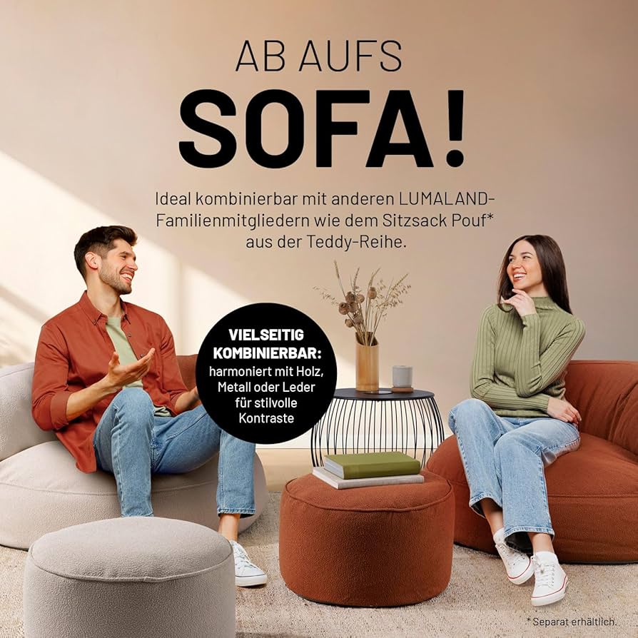 Pouf Sgabello Lumaland Pouf Pouf Della Serie Teddy, Sgabello Per