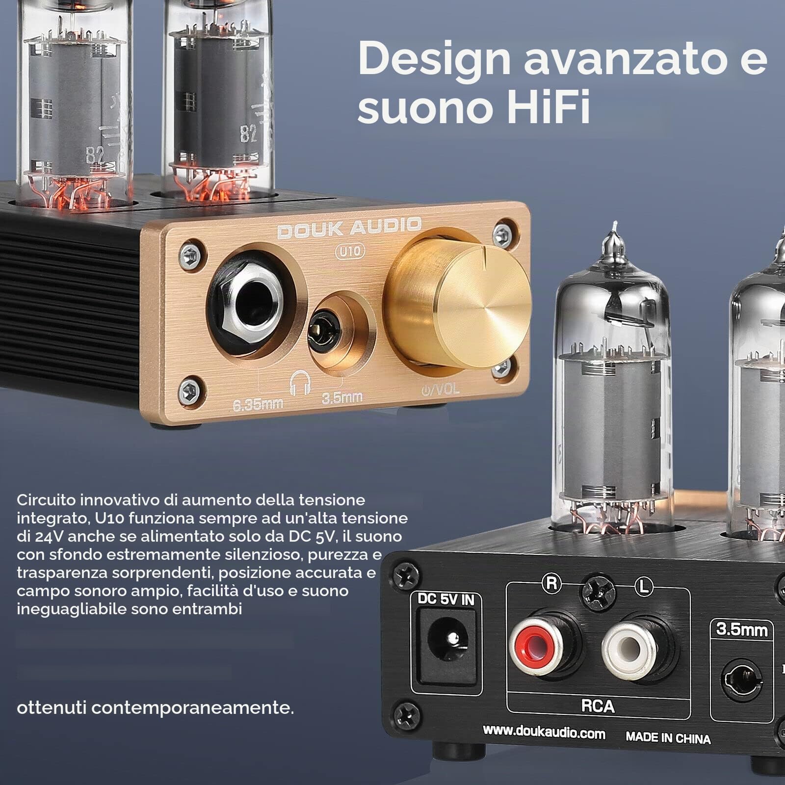 Douk Audio U10 Mini amplificatore per cuffie HiFi Tube Headphone Amplifier Stereo preamplificatore per altoparlante domestico