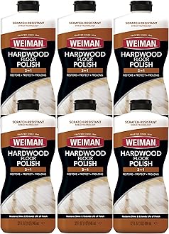 Weiman Wood Floor Polish and Restorer (6 Pack) 32 Ounce - High-Traffic Hardwood Floor, Natural Shine, Removes Scratches, Leaves Protective Layer - Packaging May Vary