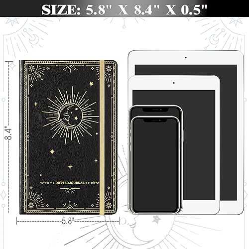 Miniatura 7 de Artfan Diariocuaderno de puntos, cuaderno de tapa dura con cuadrícula de puntos, papel grueso de alta calidad con bolsillo interior fino, piel