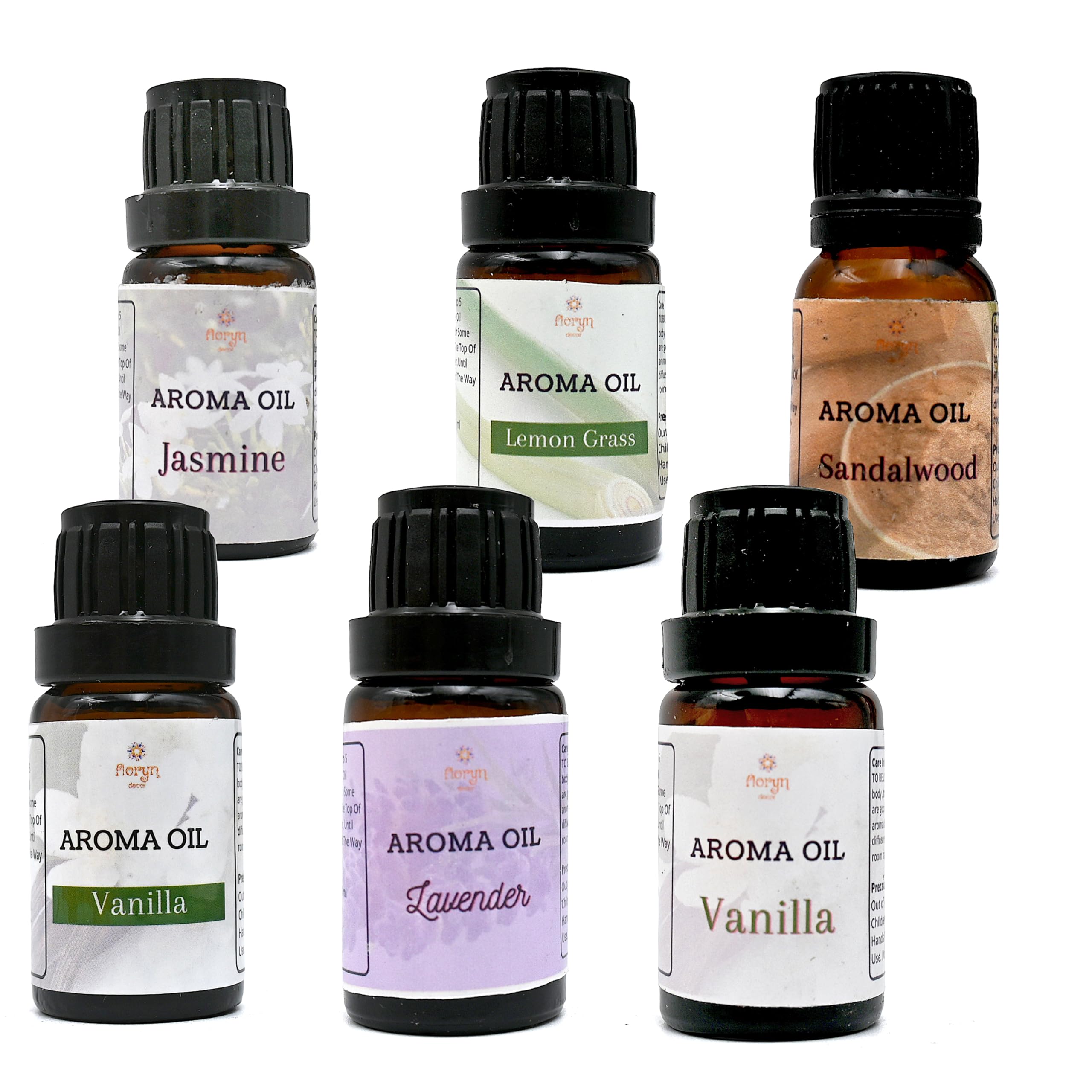 Floryn Decor Aroma Oil For Home Fragrance | Fragrance Aroma Oil (Lavender, Lemongrass, Rose, Jasmine, Sandalwood and Vanilla) - Set of 6 (15 ML Each) (B097JJ6LLV) Amazon Price History, Amazon Price Tracker
