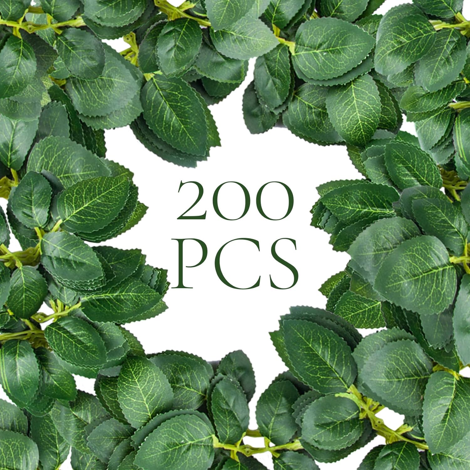 Meiliy 200pcs Bulk Rose Fake Leaves Artificial Leaves Greenery Fake Rose Flower Leafs for DIY Wedding Bouquets Centerpieces Party Leaves Decor