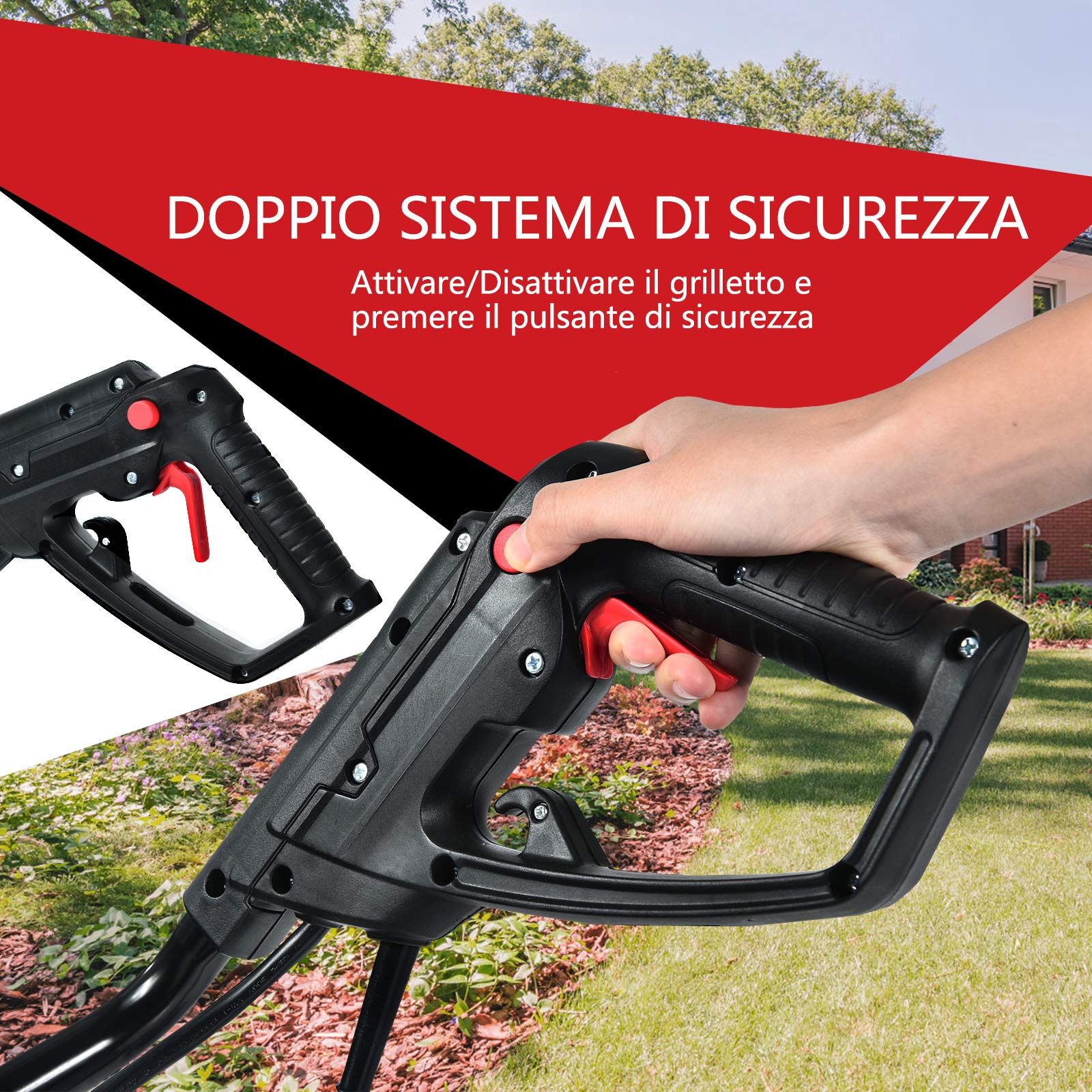 RELAX4LIFE Motozappa Elettrica 1200W/1500W, Zappa a Motore Elettrica 4/6 Lame, Velocità 365/400 rpm, Profondità di Lavoro 22 CM, Larghezza 35/43 CM (1200W)
