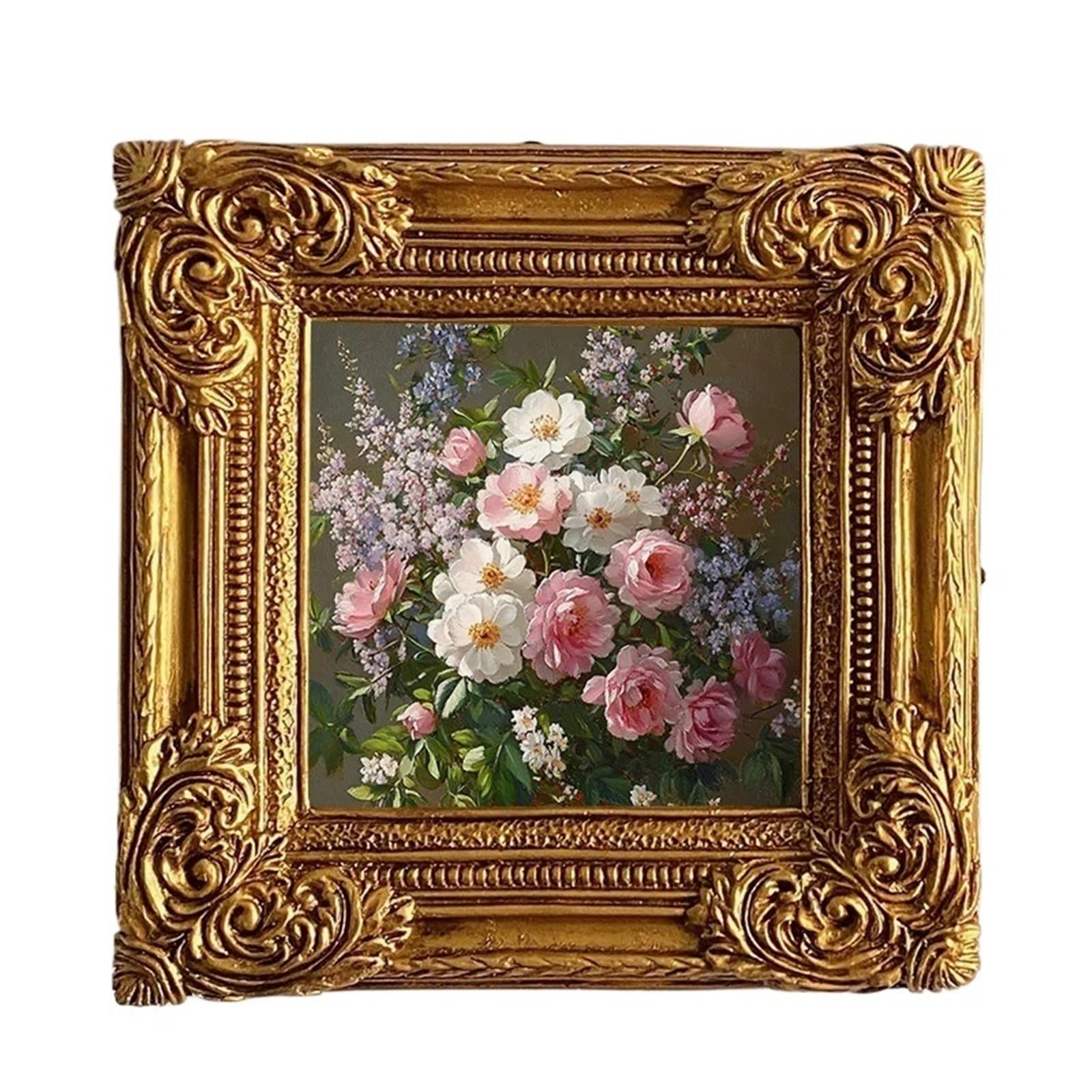 4x4 Vintage Small Picture Frame, Antique Ornate Bronze Square Photo, For Table Top And Wall Display