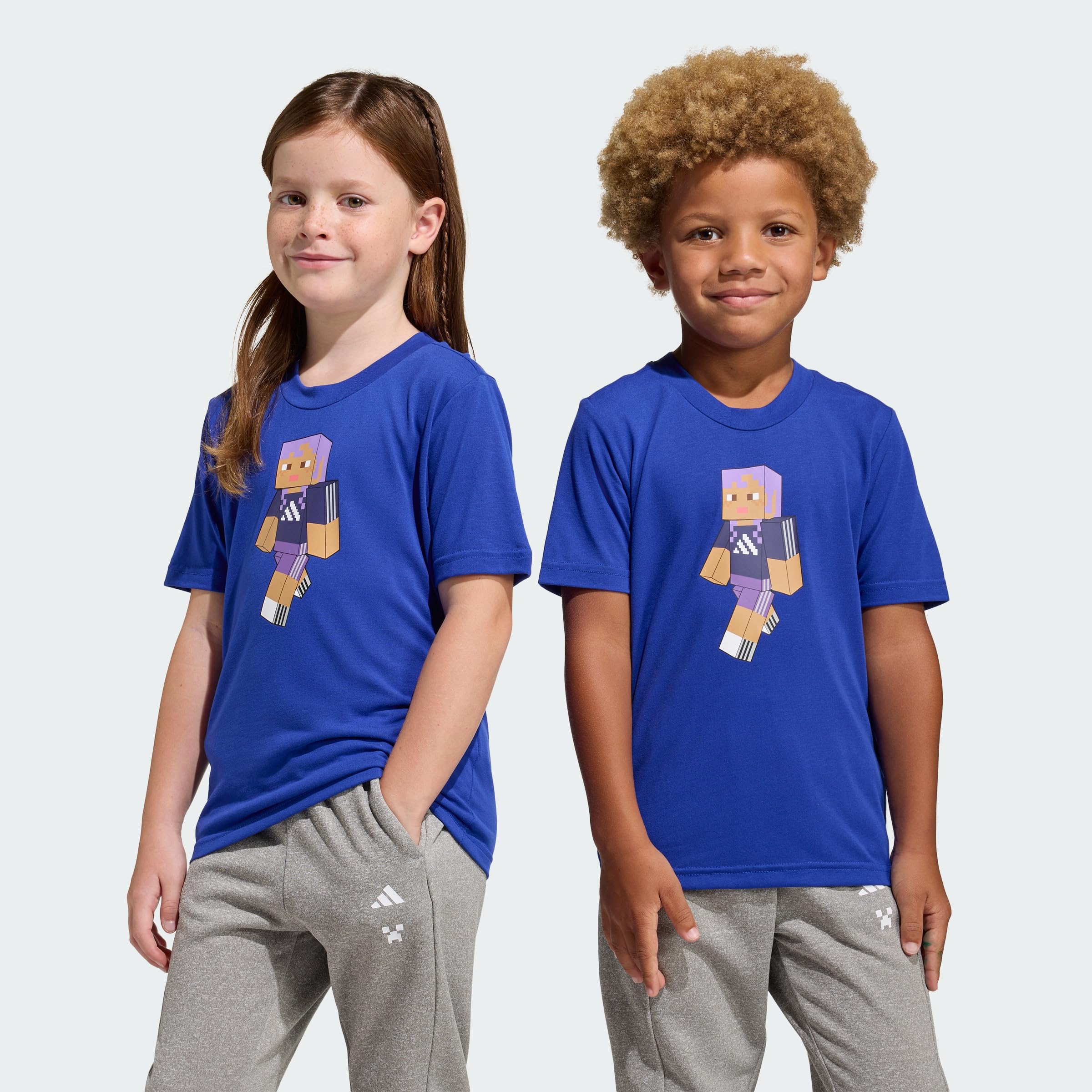 adidas Unisex Kids Minecraft Training T-Shirt, semi Lucid Blue, 6-7 Years