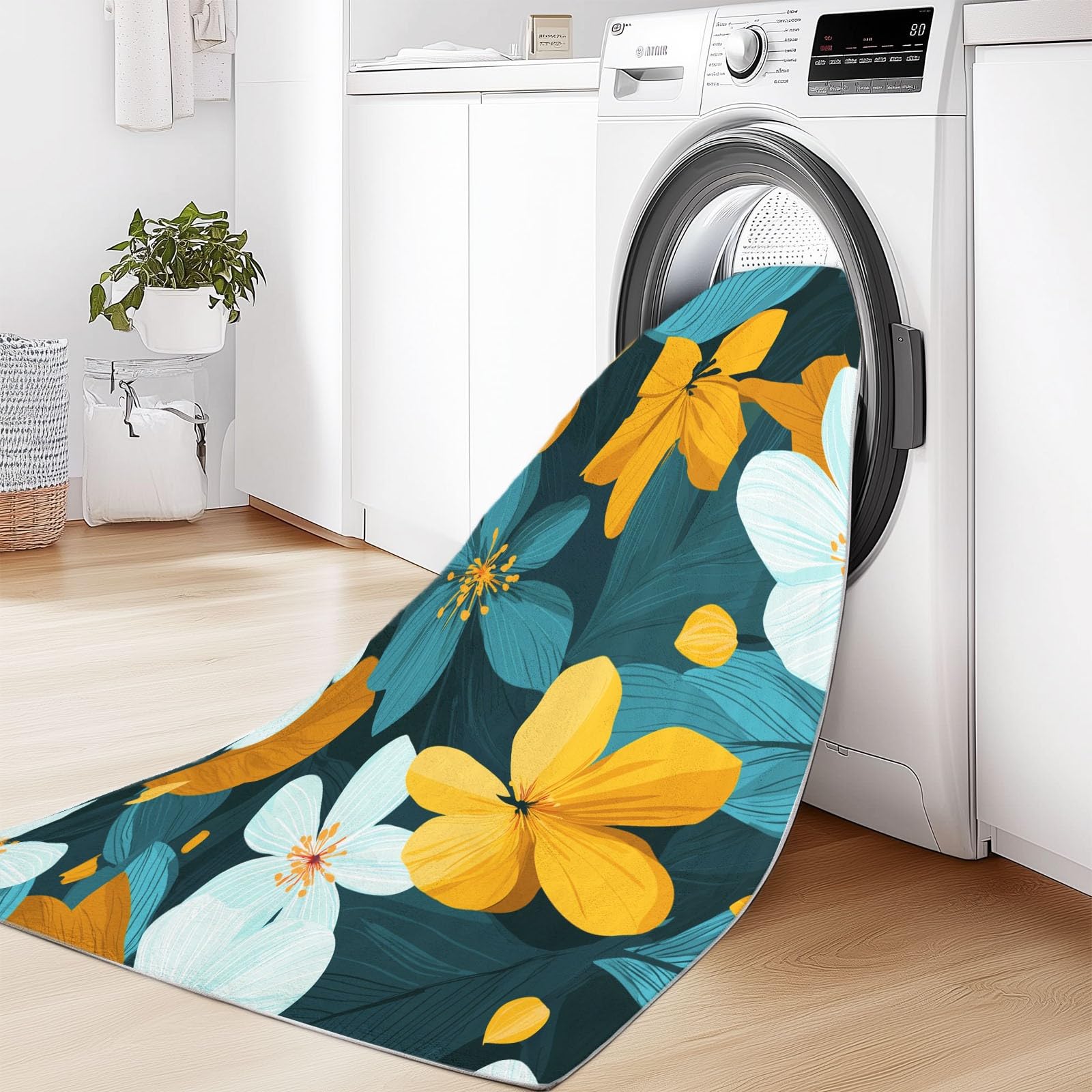 Generisch Modny dywan botaniczny do ogrodu, łatwy w pielęgnacji, z krótkim włosiem, zielony, 180 x 240 cm, nadaje się do prania w salonie i sypialni, antypoślizgowy spód i przyjazny dla zwierząt