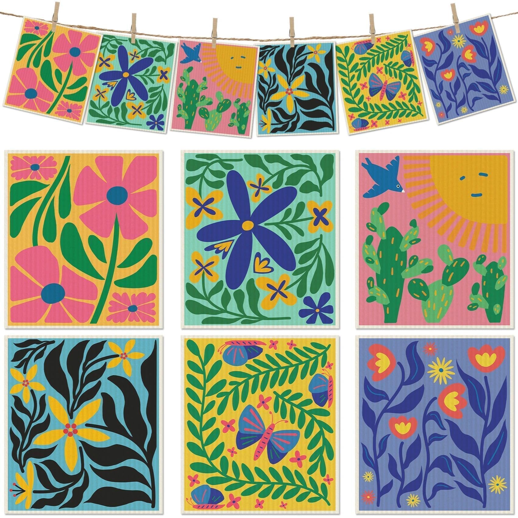 Photo 1 of 6 Pcs Swedish Paper Cloths for Kitchen, Reusable Paper Towels Washable
