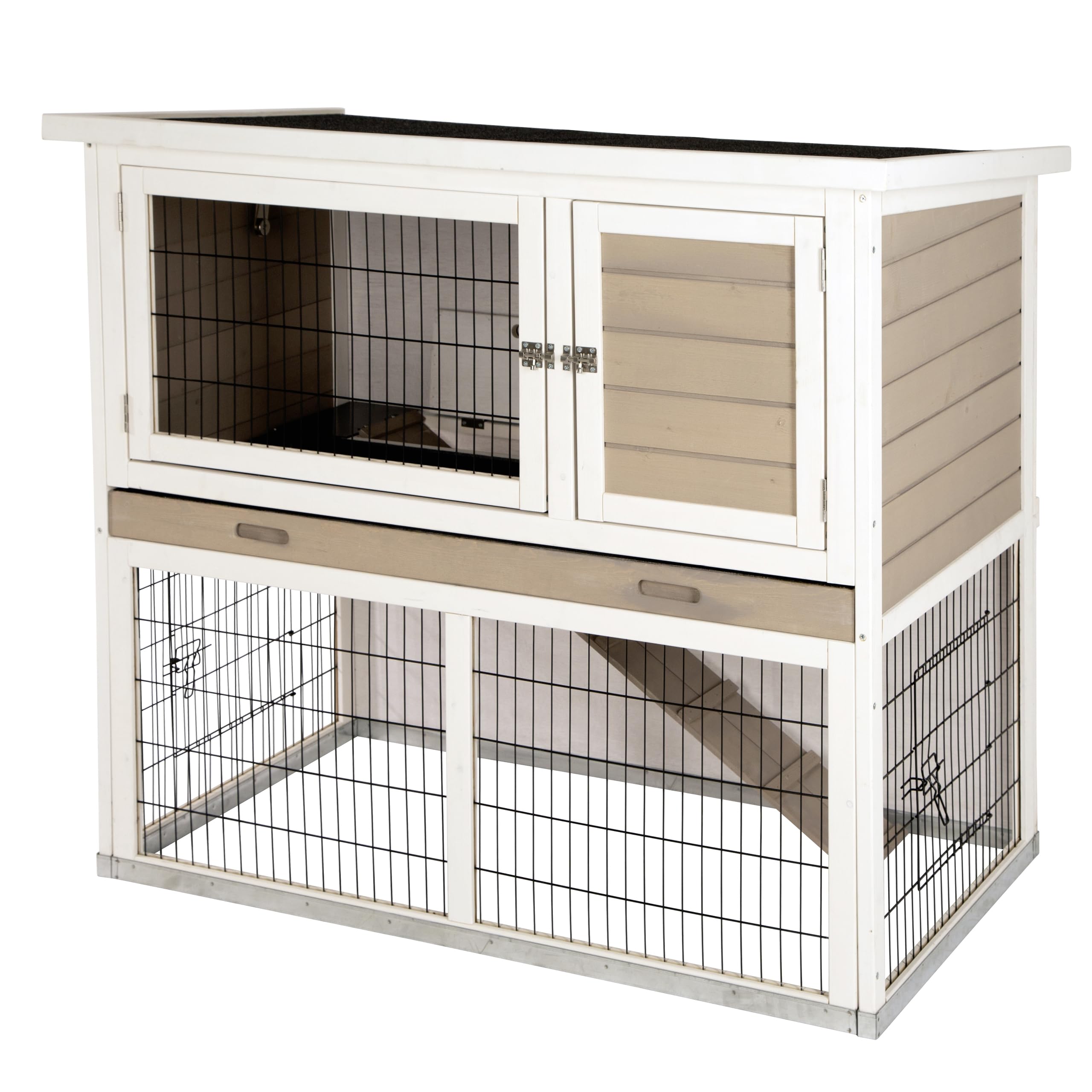 Kerbl Pet Nagerstall Lucky, Kleintierstall, Nagerstall, 115x65x100cm, Holz, Hasen, Kaninchen, Meerschweinchen, wetterfestes Dach