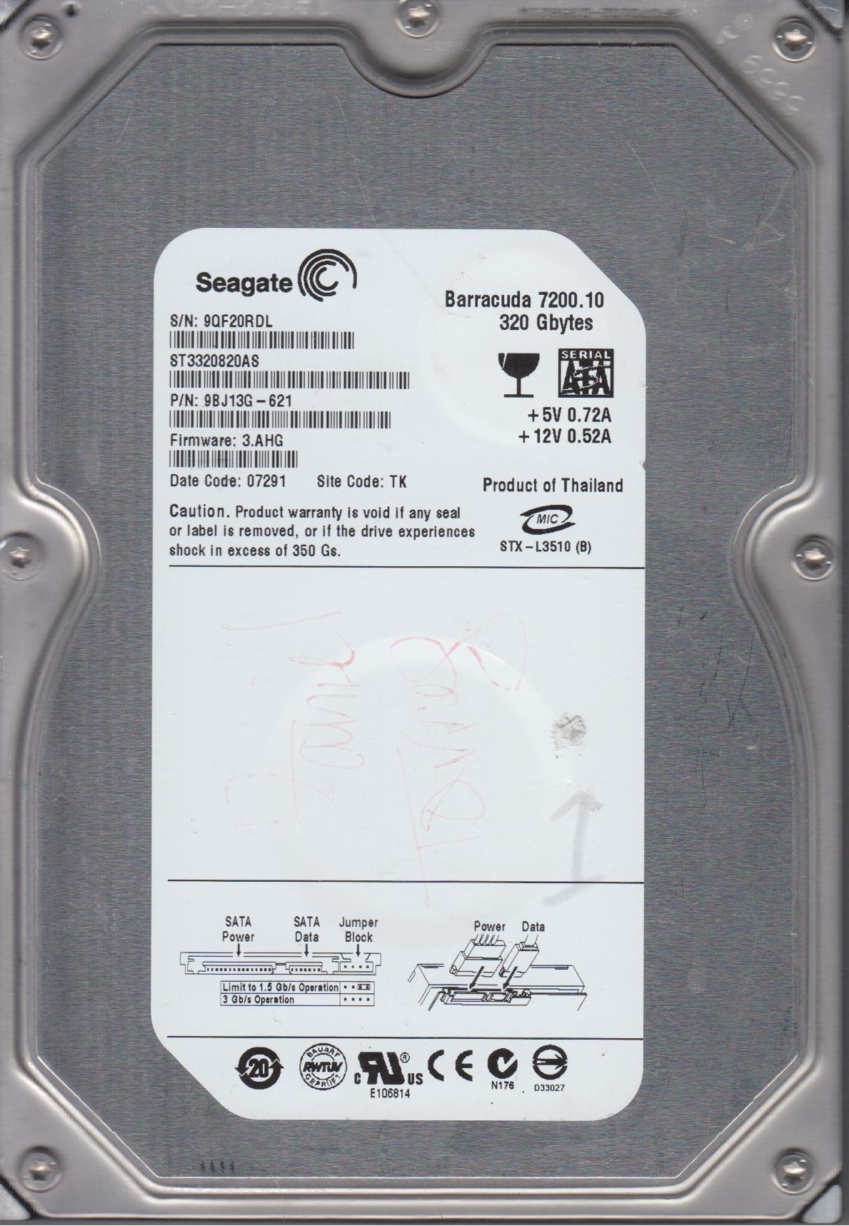 SEAGATE ST3300820AS 3.5インチ内蔵HDD (300GB SATA300 7200rpm 8MB) SEAGATE ST3300820AS (300G SATA300 7200) 価格比較 - 価格.com