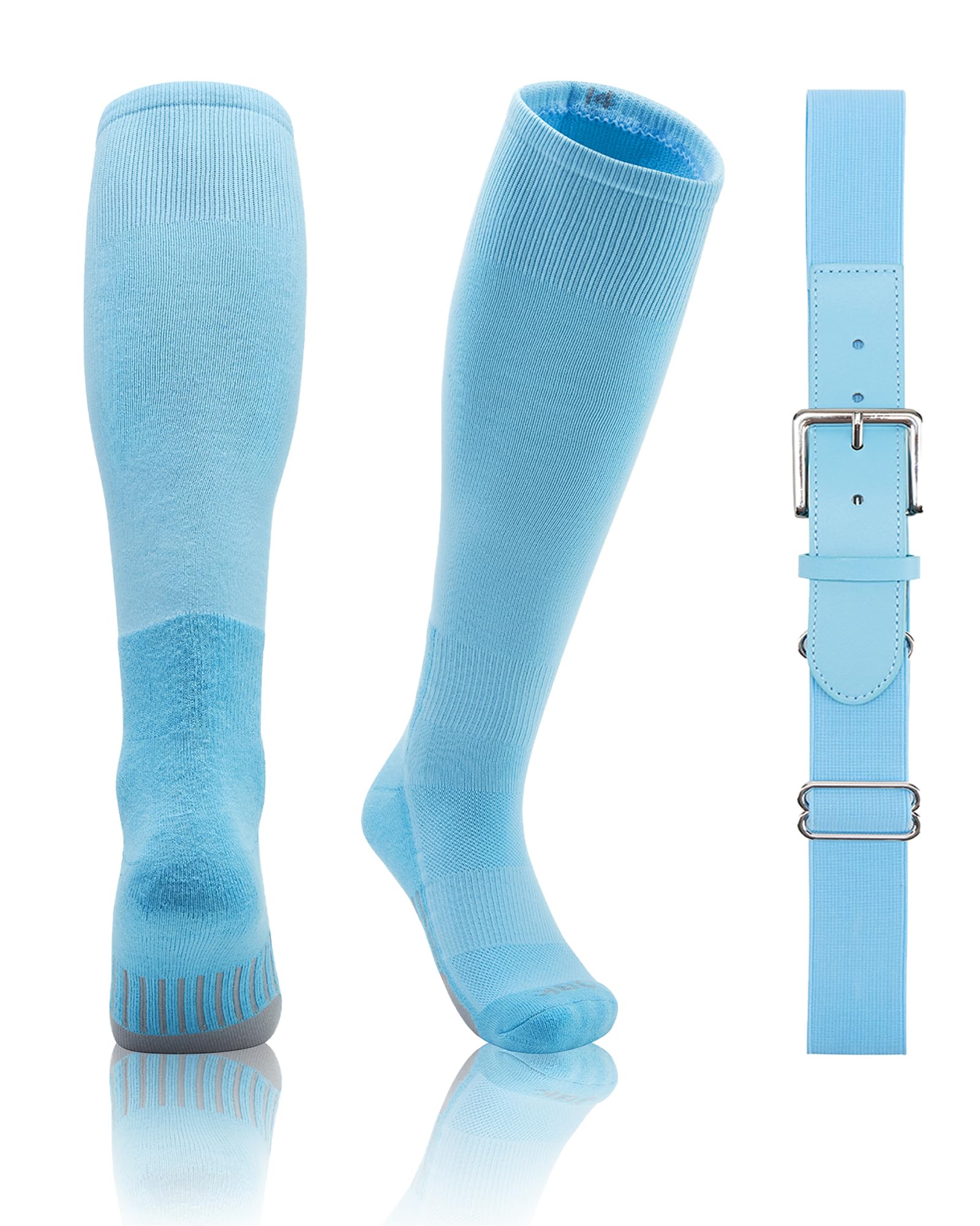 QBK 2T/3T/4T/5T Toddler Baseball Socks and Belt, 1 Pair of Socks &amp; 1 Belt
