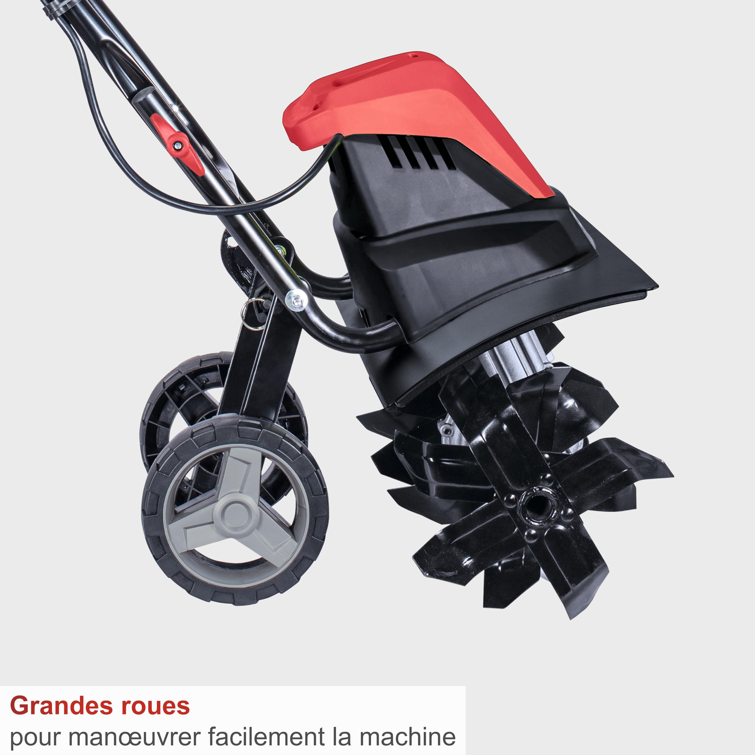 Scheppach Motobineuse électrique MTE460 | 1500W | 450mm de Largeur & 220mm de Profondeur de Travail | Equipée de 24 Couteaux | Nécessite Peu d'entretien | Guidon Repliable | Idéal pour Potager