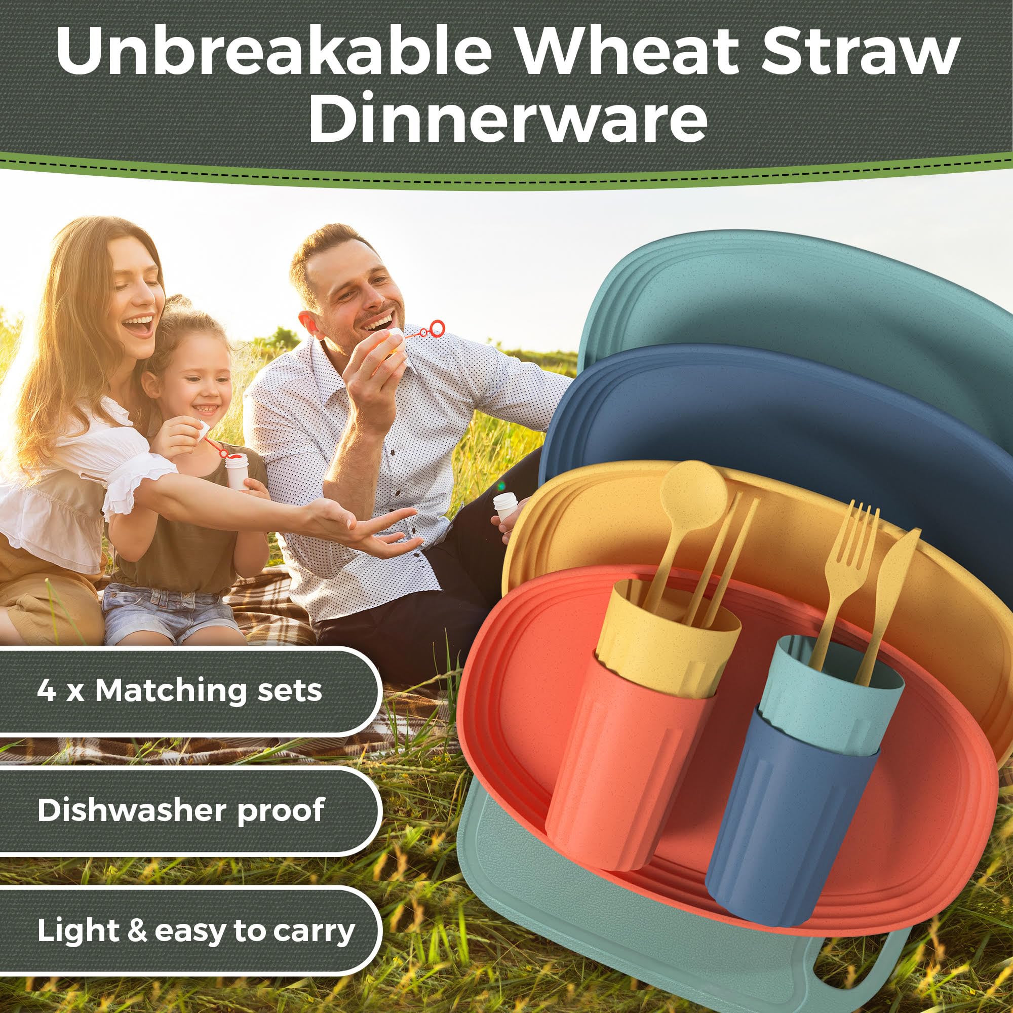 Fern & Soul Picnic Backpack for 4 with Blanket and Cooler - Picnic Basket for 2 or 4 Person - Picnic Basket with Blanket - Picnic Set for 2-4. Picnic Basket Set for Couples - Stylish and Functional