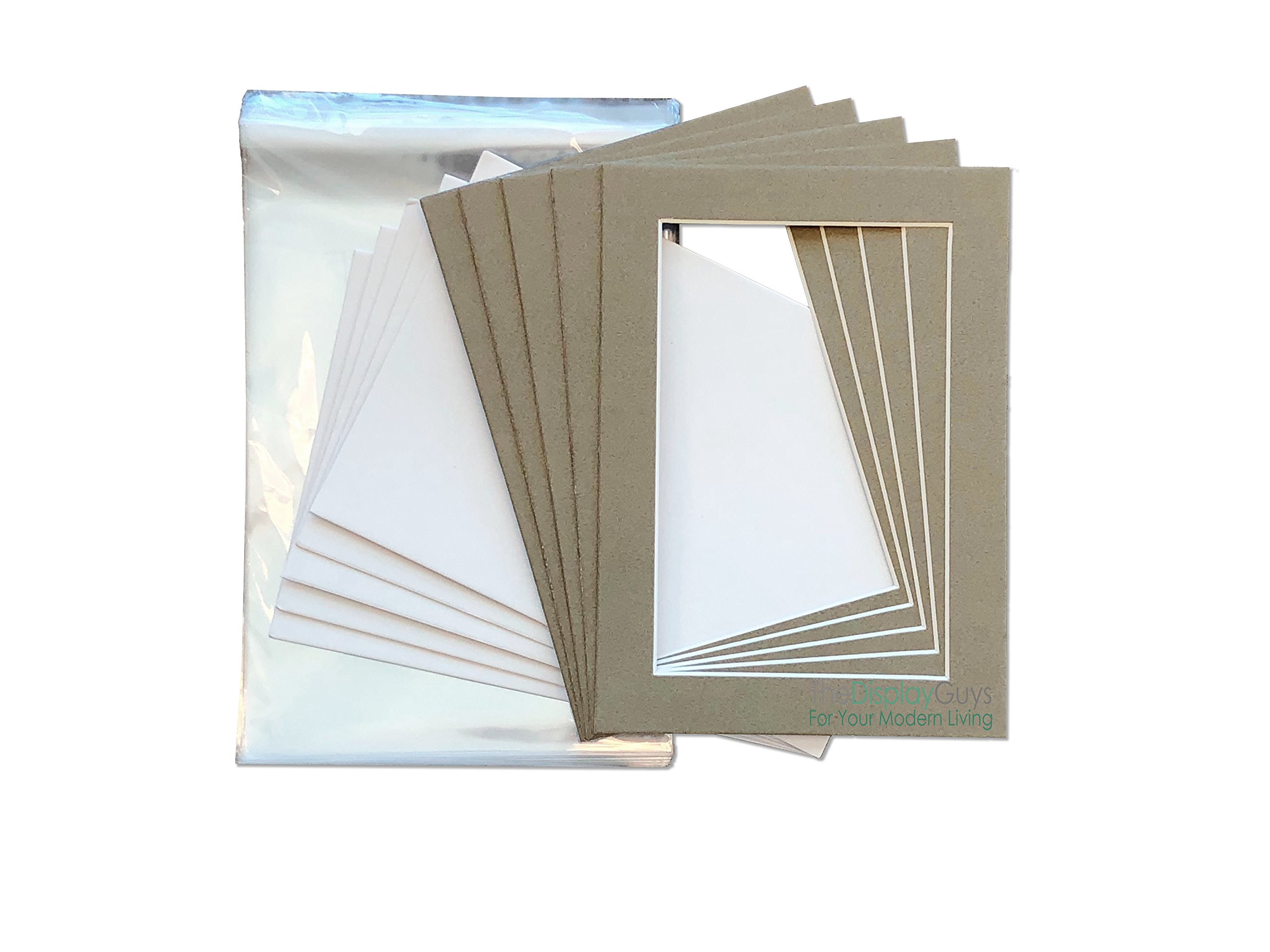 THE DISPLAY GUYS THE DISPLAY GUYS 5x7 Pack of 25 Textured Gray Picture Photo Matting Mat Boards + Backing Boards + Clear Plastic Bags Complete Set-image-34