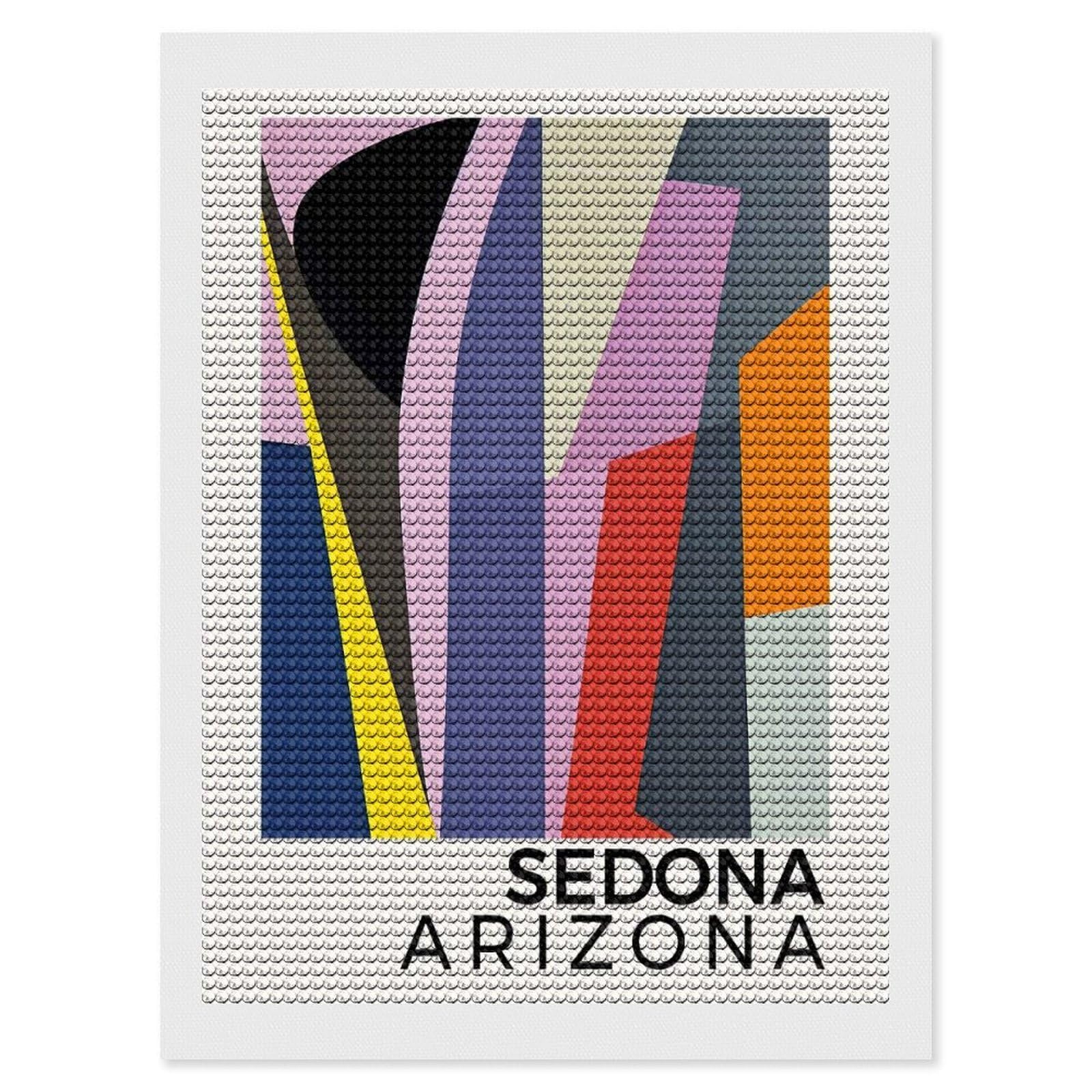 Junmoney Sedona Arizona Diamond Art Canvas 12"x16", for Adults, Pleasing Wall Art Project, Modern Decor, Gift Idea, Nice Detail and Sparkle