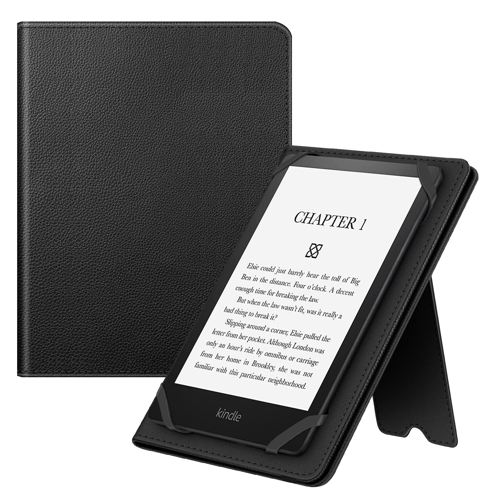 FINTIEUniversal Case for 6-7 Inch Tablet eReader - Premium PU Leather Sleeve Stand Cover with Card Slot & Hand Strap for 6"- 7" Kindle/Kobo/Nook/Tolino/Pocket Book E-Book Tablet, Black