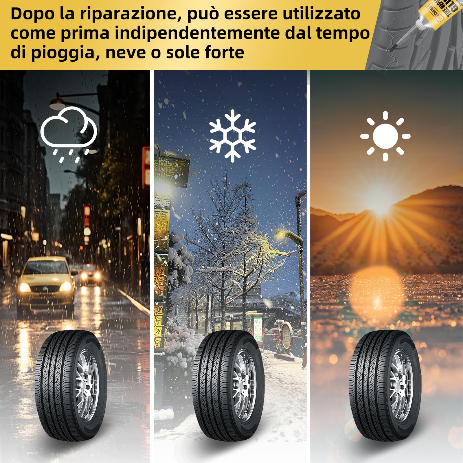 LOCBONDSO Mastice Riparazione Pneumatici 50g Nera per Bici Moto Auto