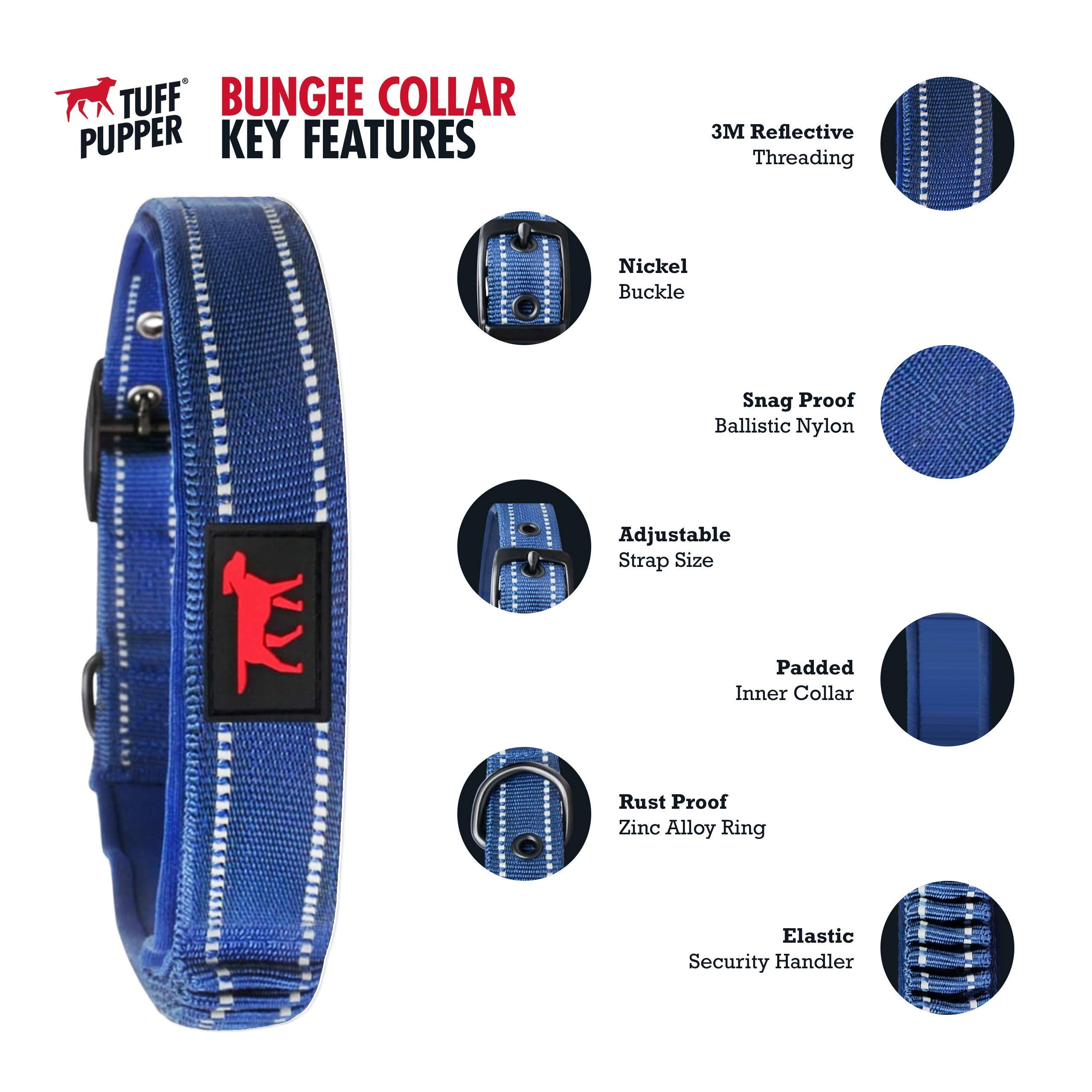 Collare per cani resistente Tuff Pupper con manico | Collare resistente in nylon balistico | Collare per cani riflettente imbottito con hardware regolabile in acciaio inossidabile