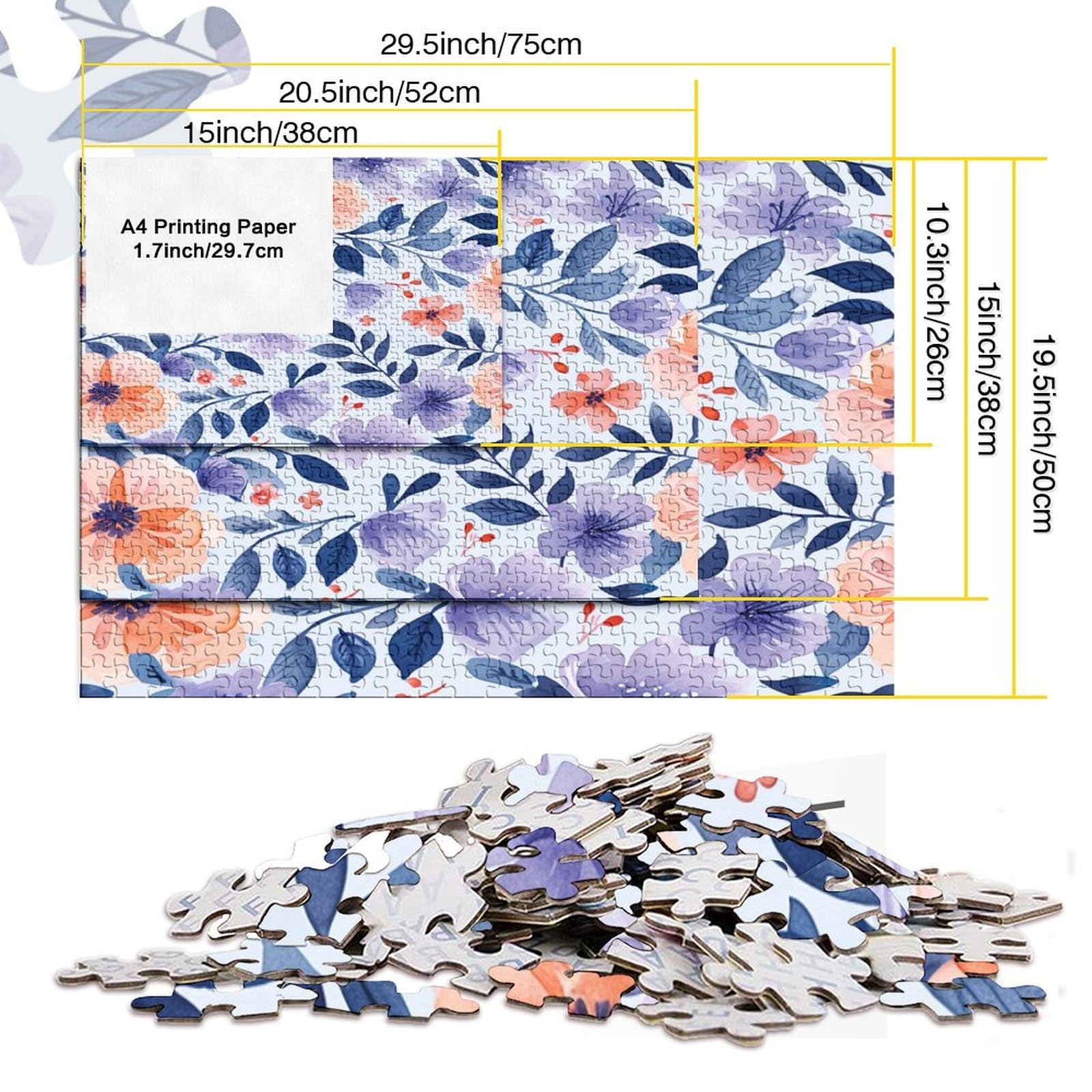 Puzzle De 1000 Piezas De Flores Multicolor – Tamaño 70x50 Cm, Cartón Reciclado De Alta Calidad Y Corte De Precisión