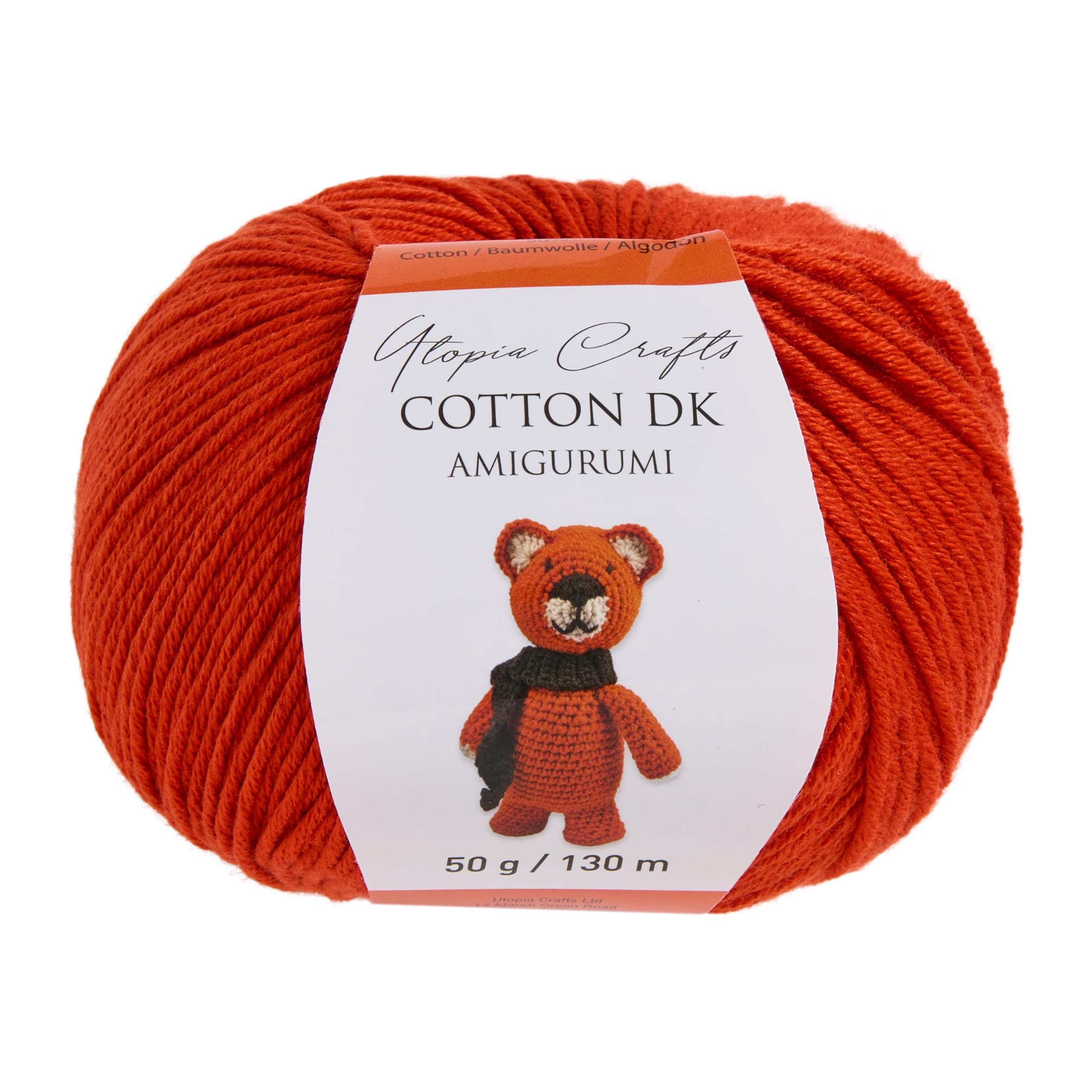 Utopia Crafts Amigurumi Cotton DK Yarn for Crochet and Knitting 50% Cotton, 50% Acrylic Blended, 50g (Orange)