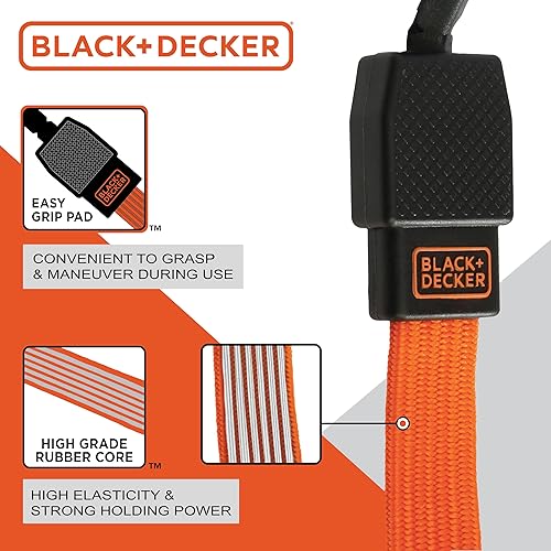 Miniatura 4 de Black+Decker BDX1012 - Correas elásticas planas de 48 pulgadas, color negronaranja, paquete de 2
