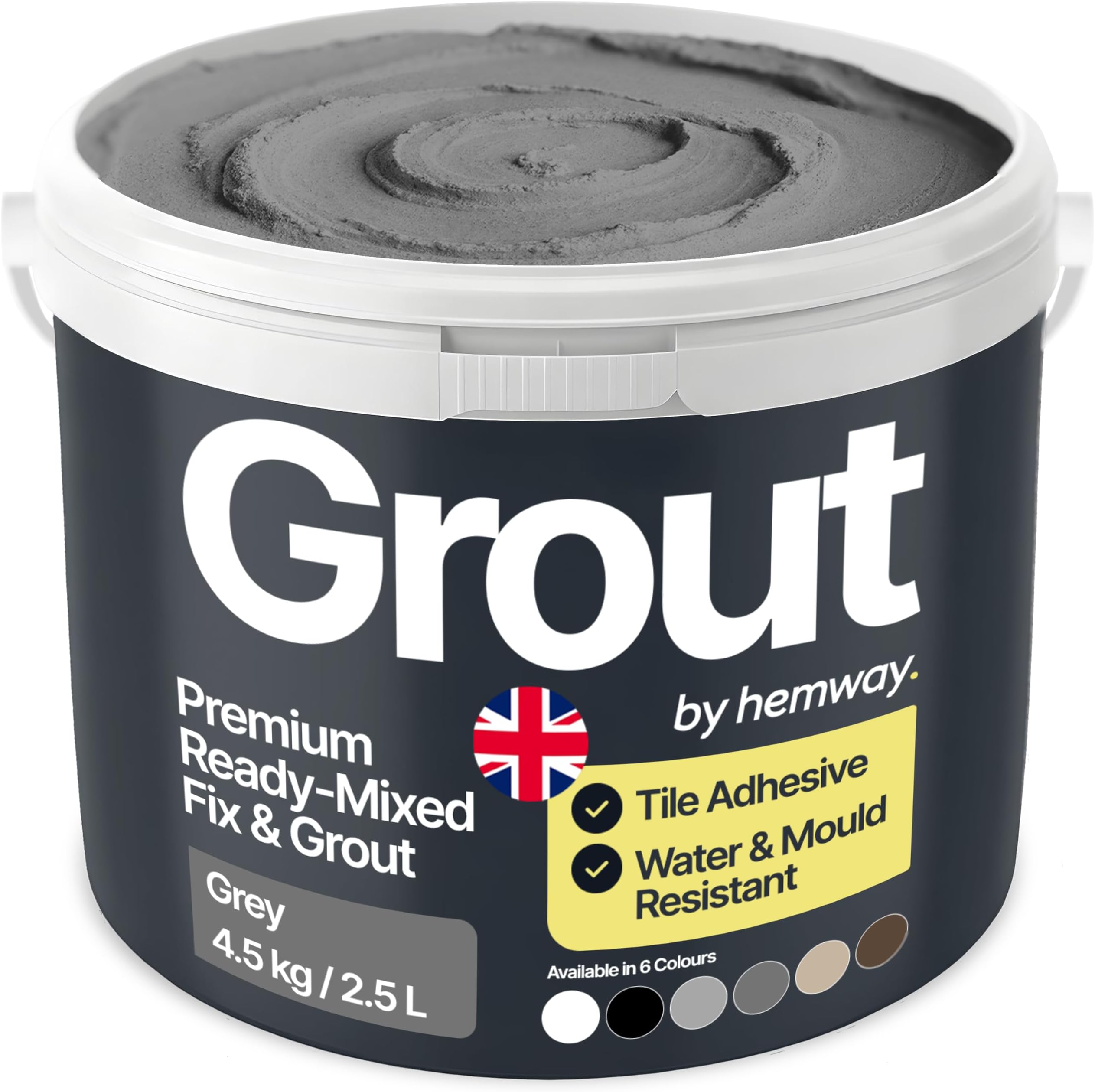 Hemway Grey Ready Mixed Grout & Fix, Wall & Tile Adhesive 4.5kg