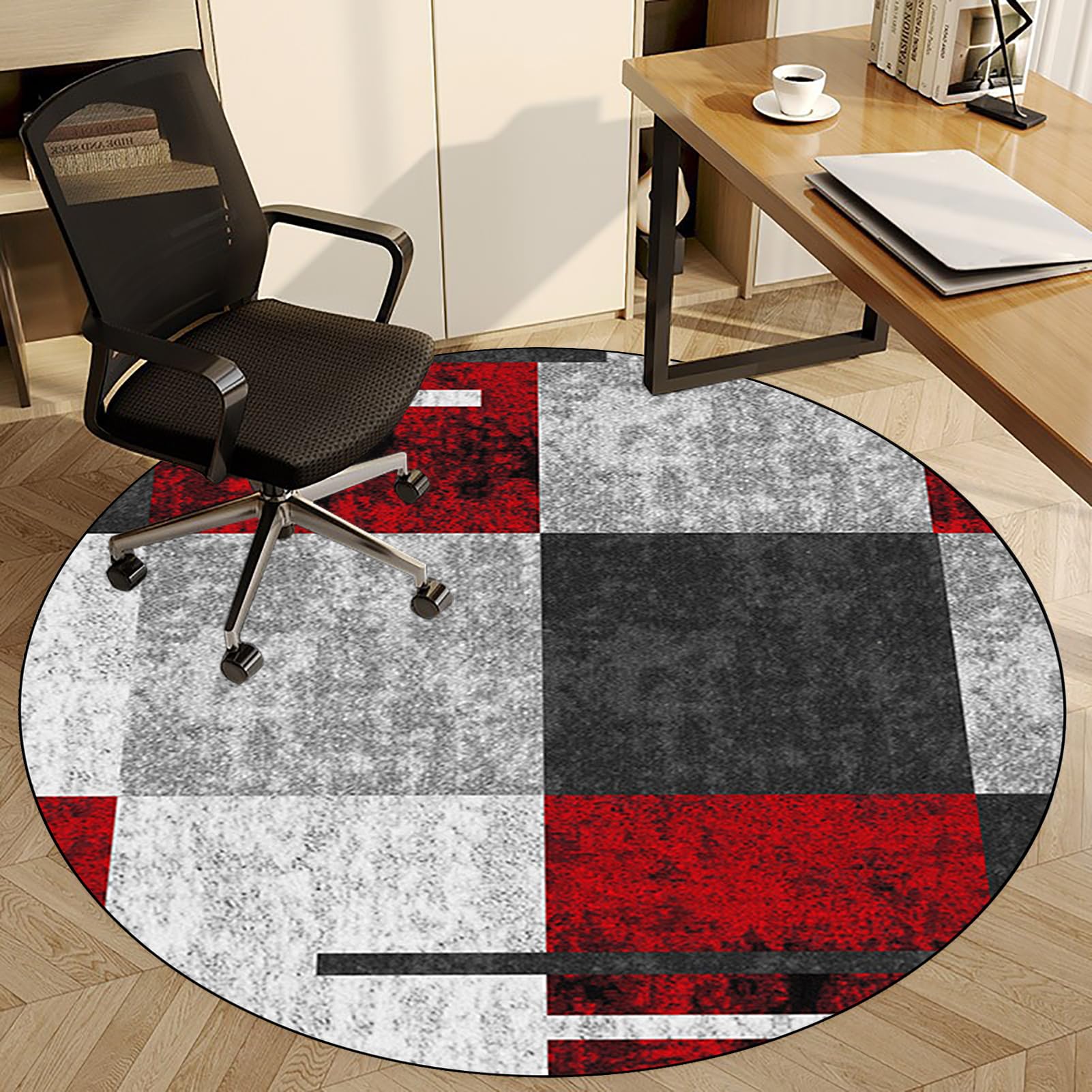 Fzamudng W1-240 Round Desk Chair Mat For Home Office Carpet Protector Floor Mat 80 Cm Office Chair Mat For Hardwood Floor Multi-Purpose Office Gaming Rolling Chair Mat Anti-Slip Floor Protectors Rug