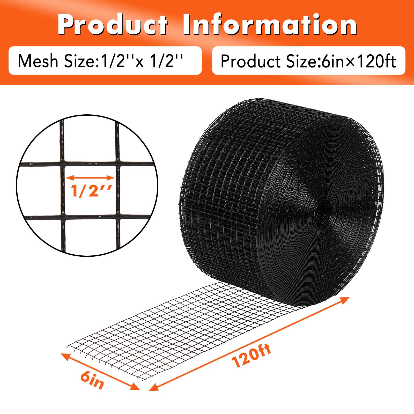 Garvee Malla para Placas Solares 15,2 cm x 30,48 m, Red Antipalomas de Acero Galvanizado PVC para Paneles Solares, Protector Anti Aves y Roedores con 100 Clips de Instalación, Negro