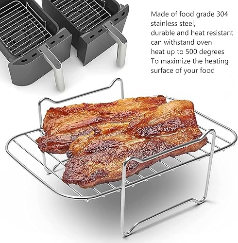 Miniatura 3 de Pilipane Estante multicapa de acero inoxidable, estante para freidora de aire Ninja Dual Air Freider, compatible con Ninja Foodi DZ201/401 Instant