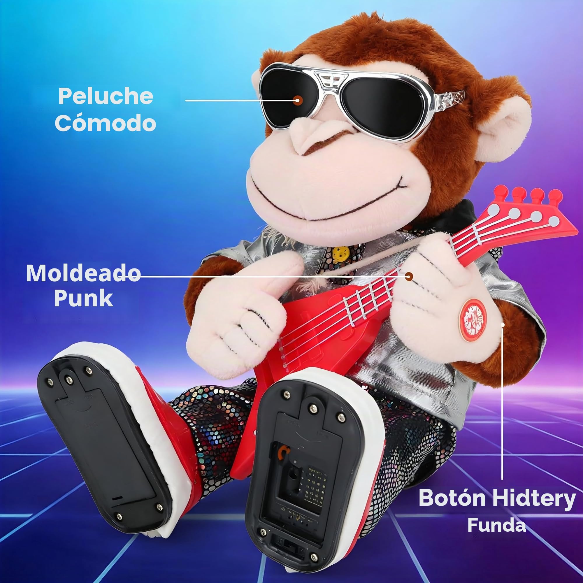 Mono danzante de peluche con forma de mono cantando y bailando, juguete para niños y adultos, regalo para decoración del hogar, baile, canto, sacudiendo el cuerpo y sacudiendo la guitarra
