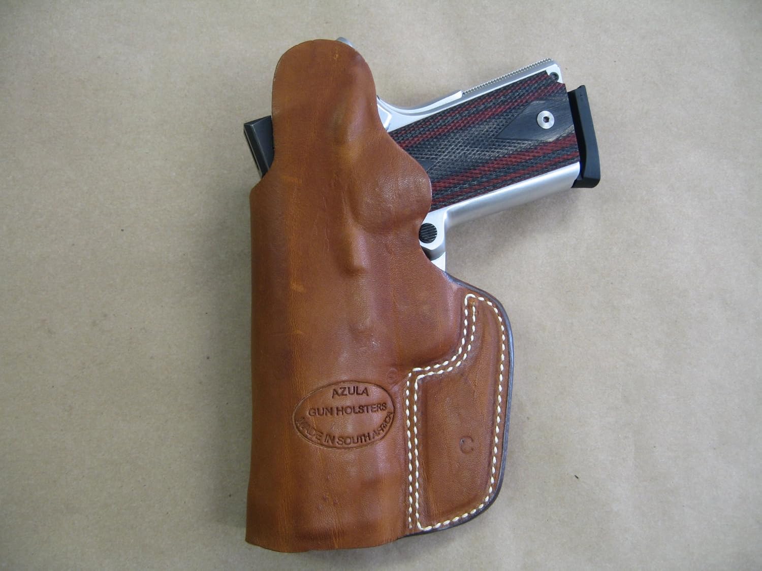 Azula Gun Holsters Rock Island GI CS Compact 1911 IWB Leather in The Waistband Concealed Carry Holster TAN RH
