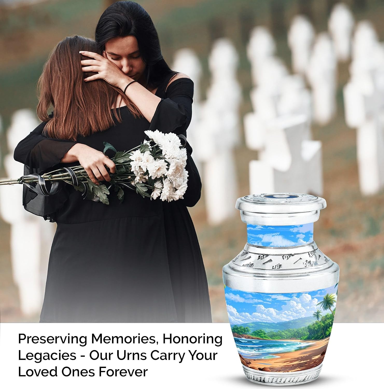 Beach Urn - Mini Urns for Human Ashes - Cremation Urn for Adults - Urns for Ashes Adult Female Mom - Urn for Adult Male (3 inch Pack of 2)