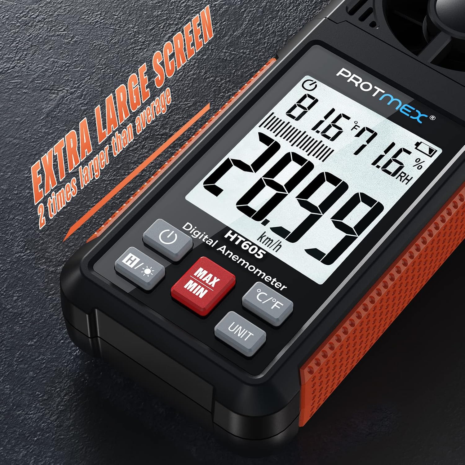 Protmex Wind Speed Meter, 6 Wind Speed Units Selection Anemometer with Large LCD Screen, Wind Speed Temperature Humidity Measuring, MAX/MIN/AVG, Data Hold, ℃/℉, Backlight, Auto-Off Functions CFM Meter