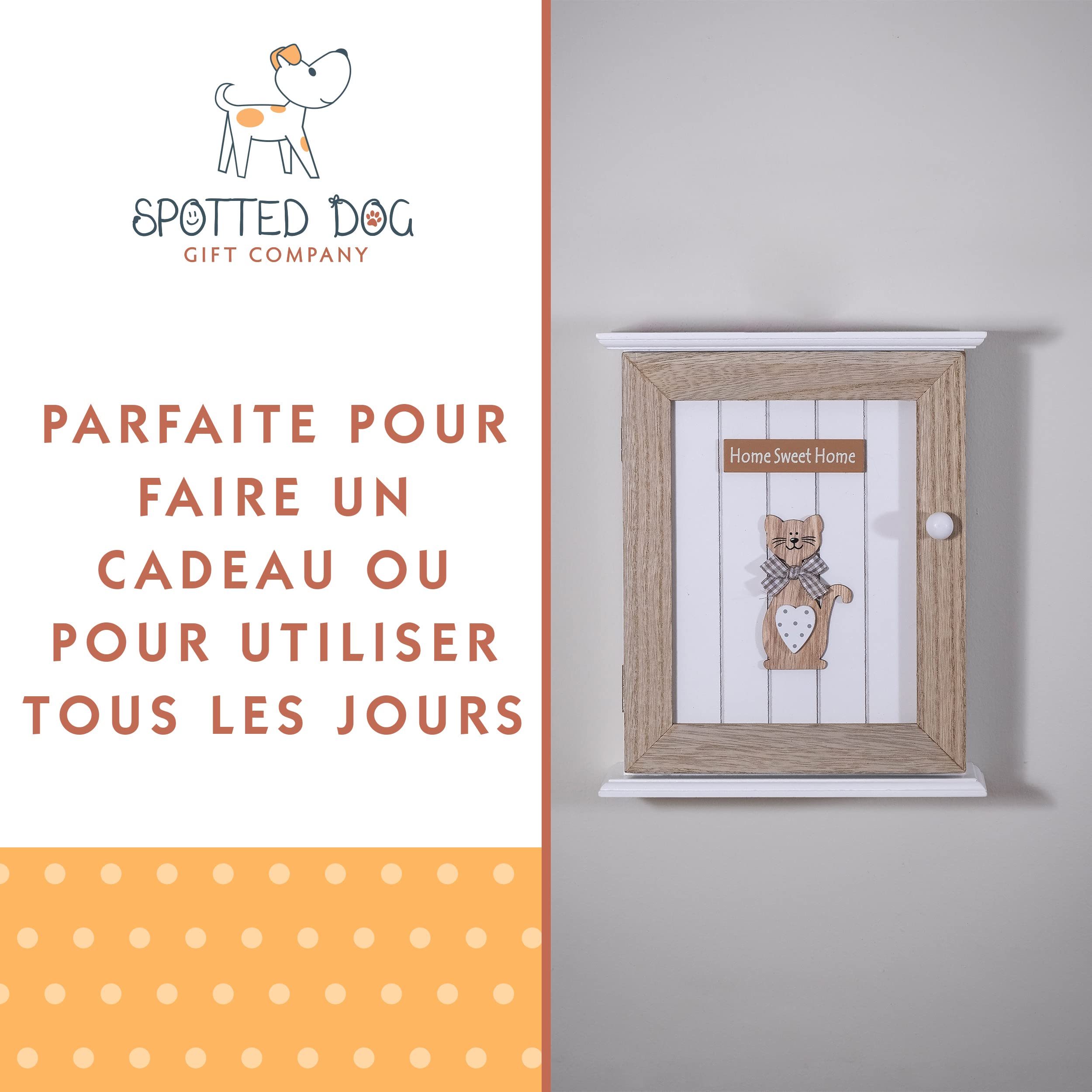 SPOTTED DOG GIFT COMPANY Porte-manteau mural décoratif en bois à 4 crochets pour vêtements, clés, accessoires de décoration d'intérieur sur le thème du chat mignon, cadeau pour les amoureux des chats