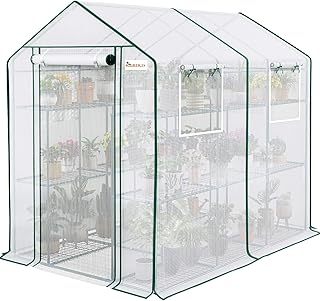 KING BIRD Premium Greenhouse for Outdoors, 84x56x77 in Walk-in Hot House with Thickened Cover, Reinforced Frame, Screen Windows & Mesh Door, 3 Tiers 20 Shelves for Outside Garden Seedlings, Green