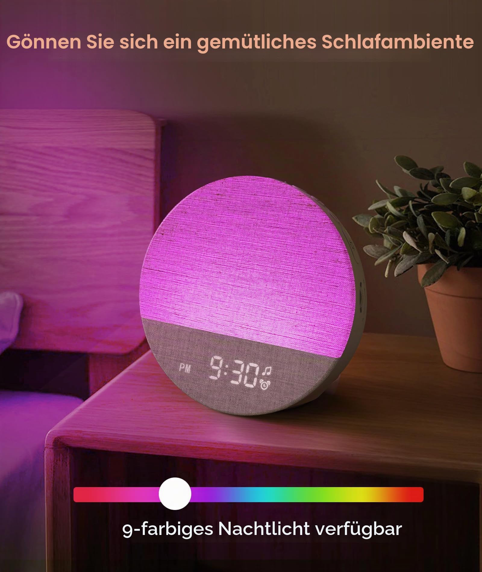 Dreamegg Sunrise 1 Lichtwecker Sonnenaufgang White Noise Machine, 29 Beruhigende Klänge, Anpassbare Schlafroutinen, Weißes Rauschen Gerät Dimmbares Nachtlicht, Wake Up Light Wecker (Khaki)