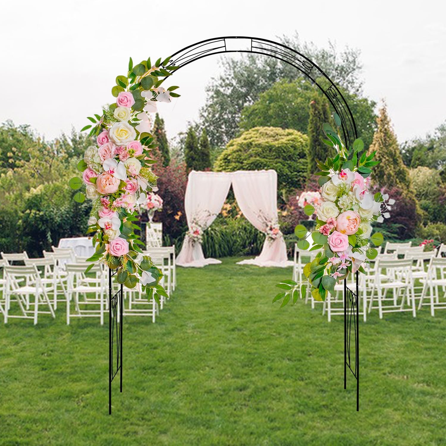 92" Metal Garden Arch for Climbing Plants - Outdoor Arbor for Lawn & Backyard, Elegant Garden Trellis for Support & Decoration, Durable Outdoor Structure