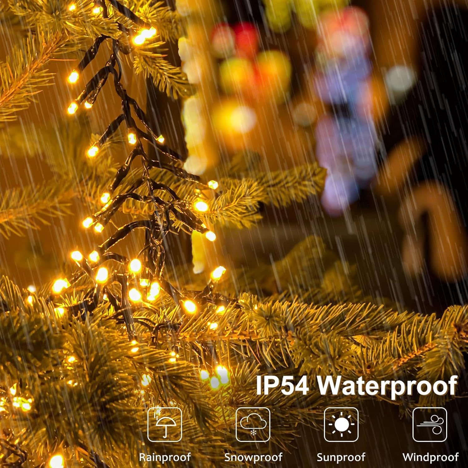 DBFAIRY Ghirlanda Luce LED 3m 200 Luci Bianco Freddo - A Batteria, Timer 6/18h, 8 Modalità, IP54 Impermeabile, Per Esterno Giardino, Albero, Feste, Natale - 2