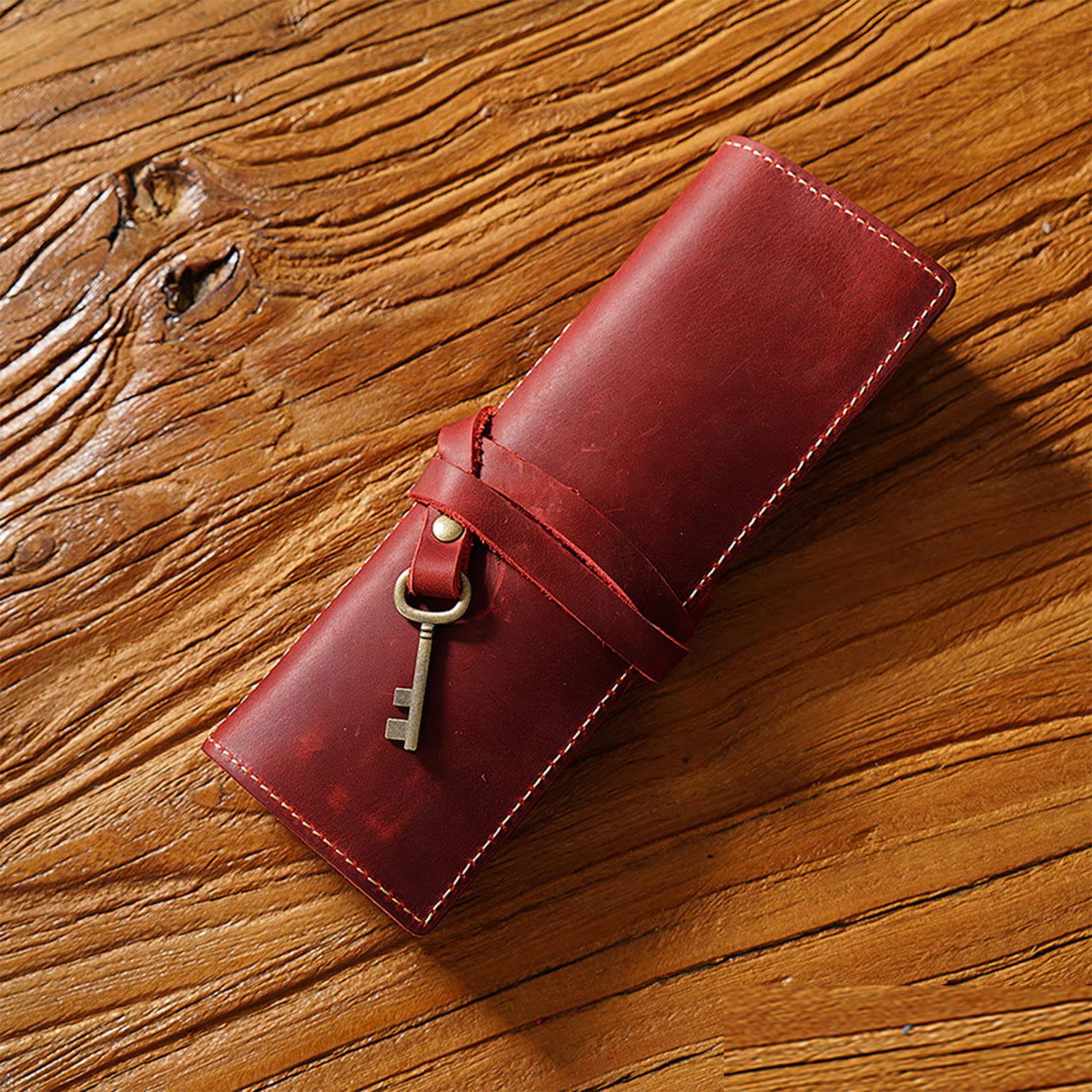 Federmäppchen im Retro-Stil, tragbar, aufrollbar, Stifthalter, Organizer, Schulbedarf, Bleistifttasche, Leder-Bleistiftetui, Stiftehalter, Organizer, aufrollbare Tasche, a