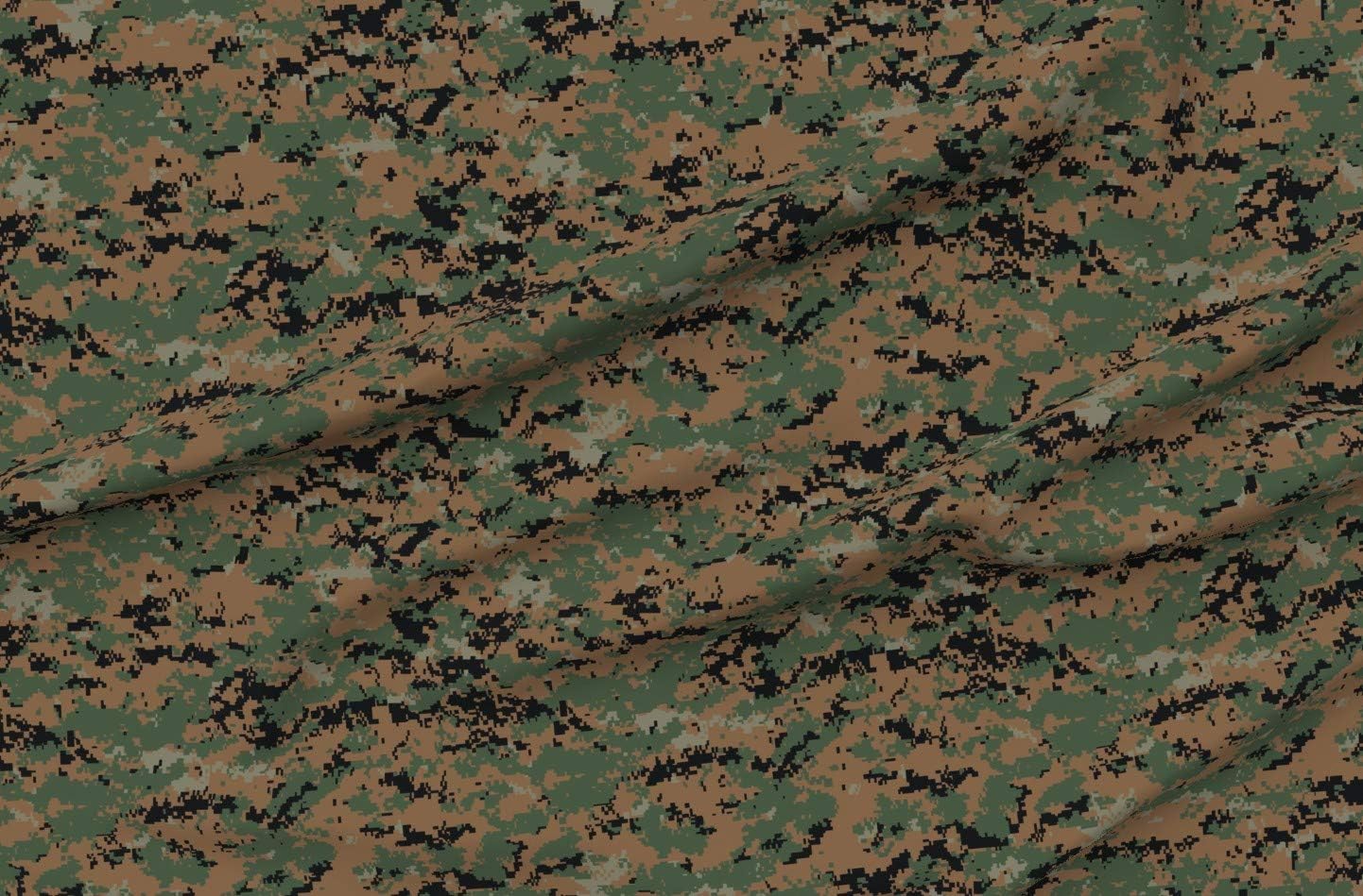Spoonflower Fabric - Digital Woodland Camo Printed on Petal Signature Cotton Fabric by The Yard - Sewing Quilting Apparel Crafts Decor
