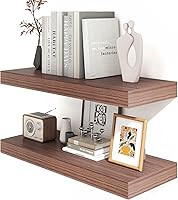 Vista 70 de Estantes flotantes de 12 pulgadas de profundidad, juego de 2 estantes flotantes marrones de 16 pulgadas, estantes rústicos de 16 pulgadas de ancho x