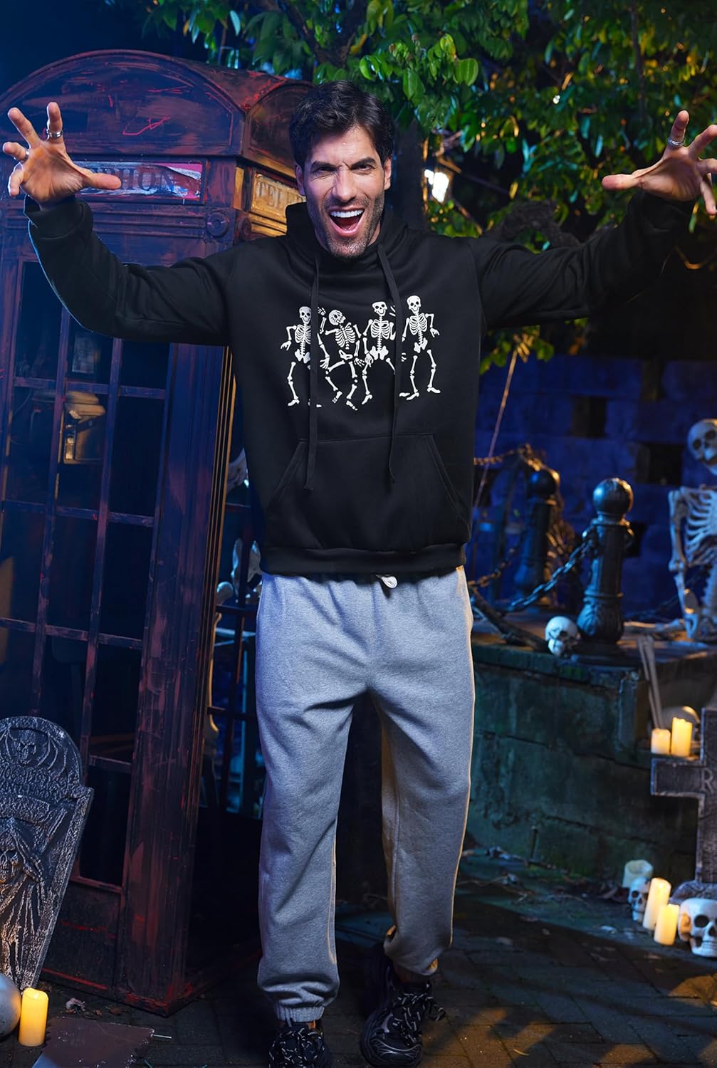 Arvilhill Mens Halloween Pumpkin Hoodies Funny Skeleton Sweatshirts (S-3XL) - Image 4