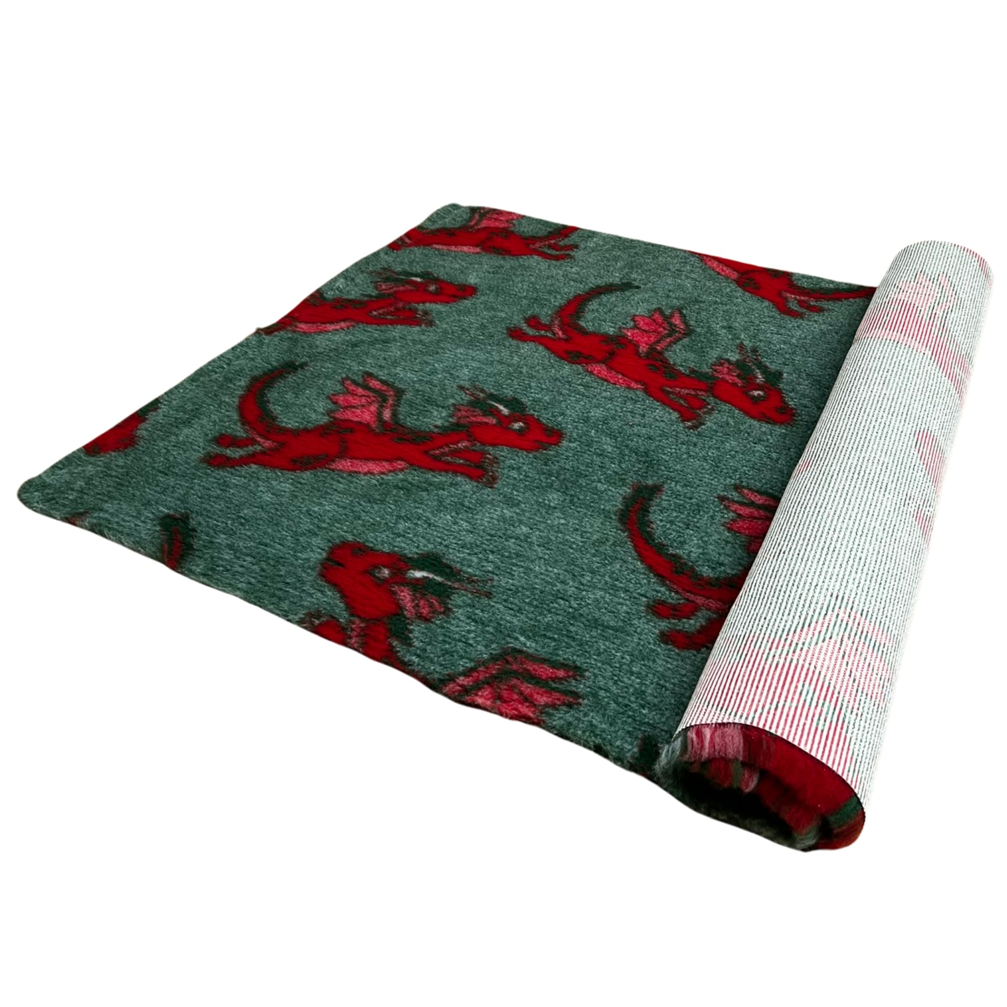 Pawstrading DRAGON Red + Green Malb Dog Vet Bed Premium Rubber Backed Bedding (Large (100x150cm))