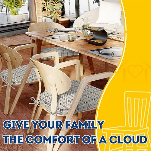 Miniatura 101 de AAAAAcessories Cojines en forma de D, espuma de 2 pulgadas de grosor, con lazos y funda extraíble lavable a máquina, 17 x 16 pulgadas, juego de 4