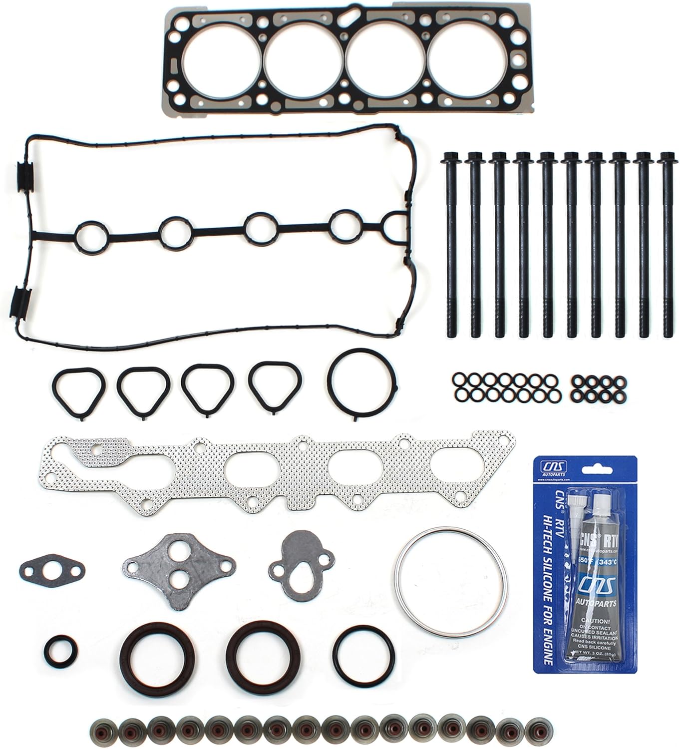 CNS Cylinder Head Gasket Set, Head Bolts Kit Compatible