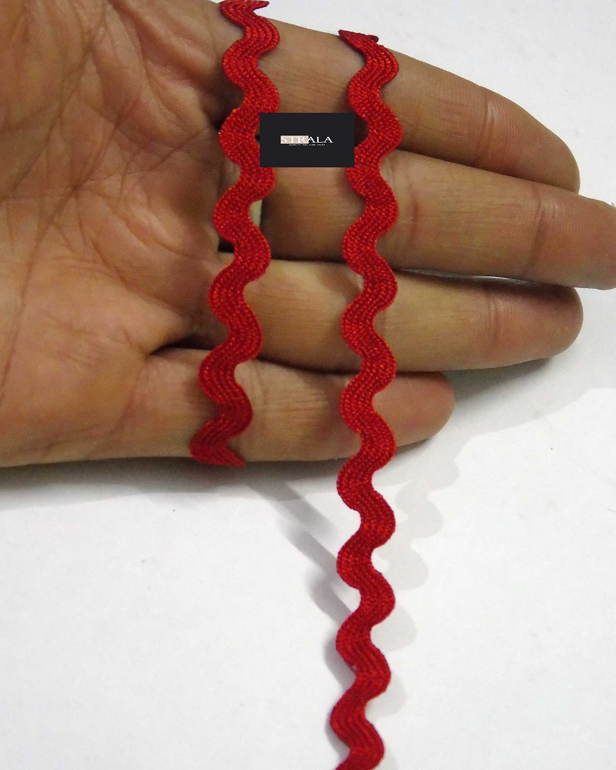 Strala Zig Zag Laces for Dresses, Sarees, Lehenga, Suits, Bags, Decorations, Borders, Crafts and Home Décor,Blouse (9mtr) Red-image-21